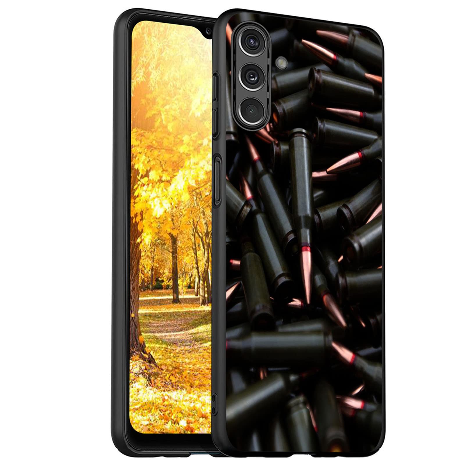 BFUKVOU Compatible with Galaxy A13 Case,Premium Soft Silicone Rubber Full-Body Protective Bumper Case for Samsung Galaxy A13 5G,Black Red Tip Hollow Bullets