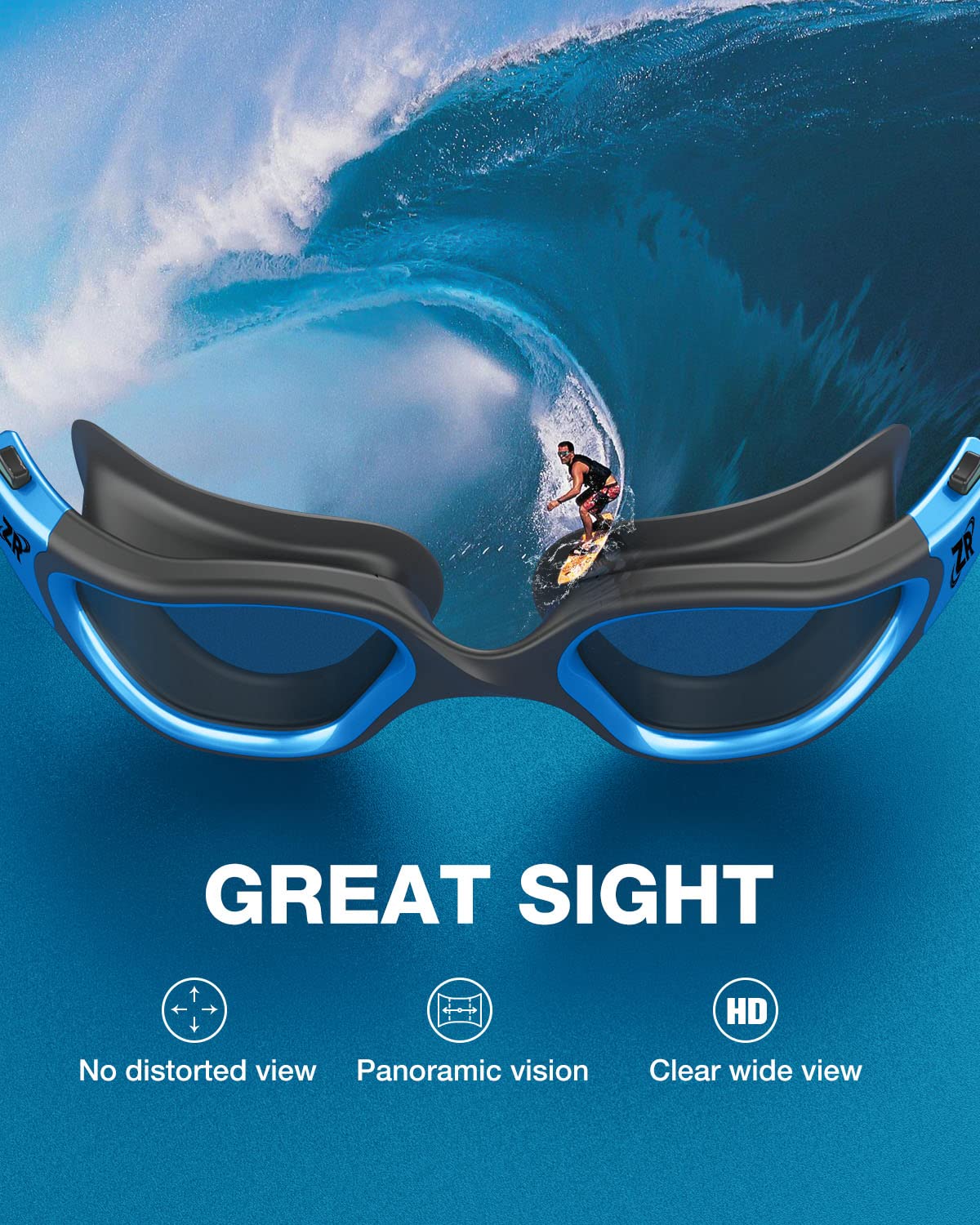 Occhialini da nuoto, Zionor G1 occhialini da nuoto polarizzati con specchio/Smoke Lens protezione UV Impermeabile anti-nebbia cinghia regolabile comfort Fit per adulti, unisex, uomini e donne, ragazzi
