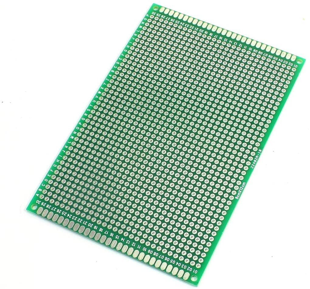 2 pezzi (8 x 12 cm) PCB Board universale a doppia faccia prototipazione breadboard pannello circuito per saldatura fai da te