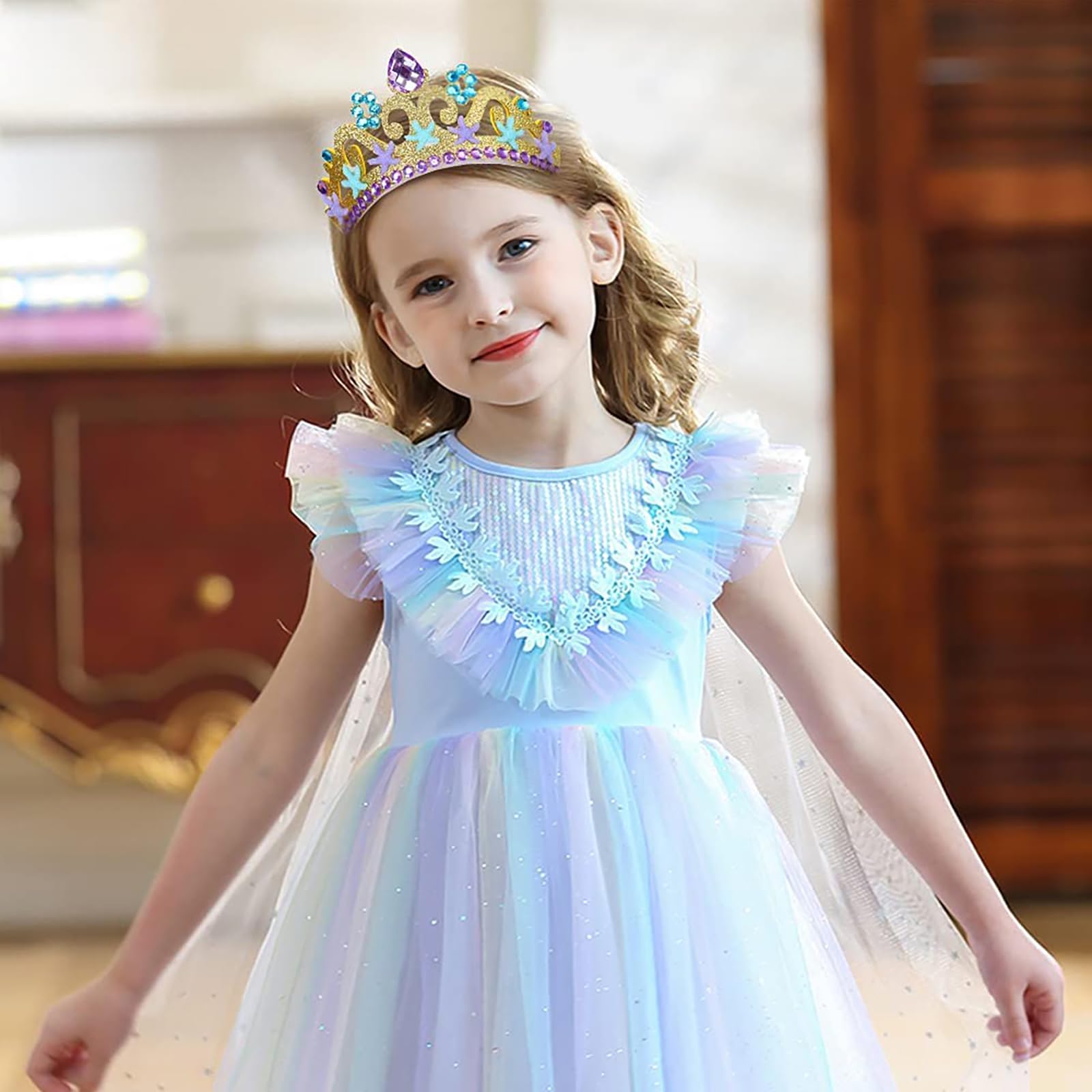 2 Pezzi Cerchietti per Capelli Bambini, Cerchietti di Glitter, Cerchietti Glitter per Capelli, Plastica Princess Tiara Hairband per Carnevale, Festa a Tema, Giochi Travestimento (Oro, Viola)