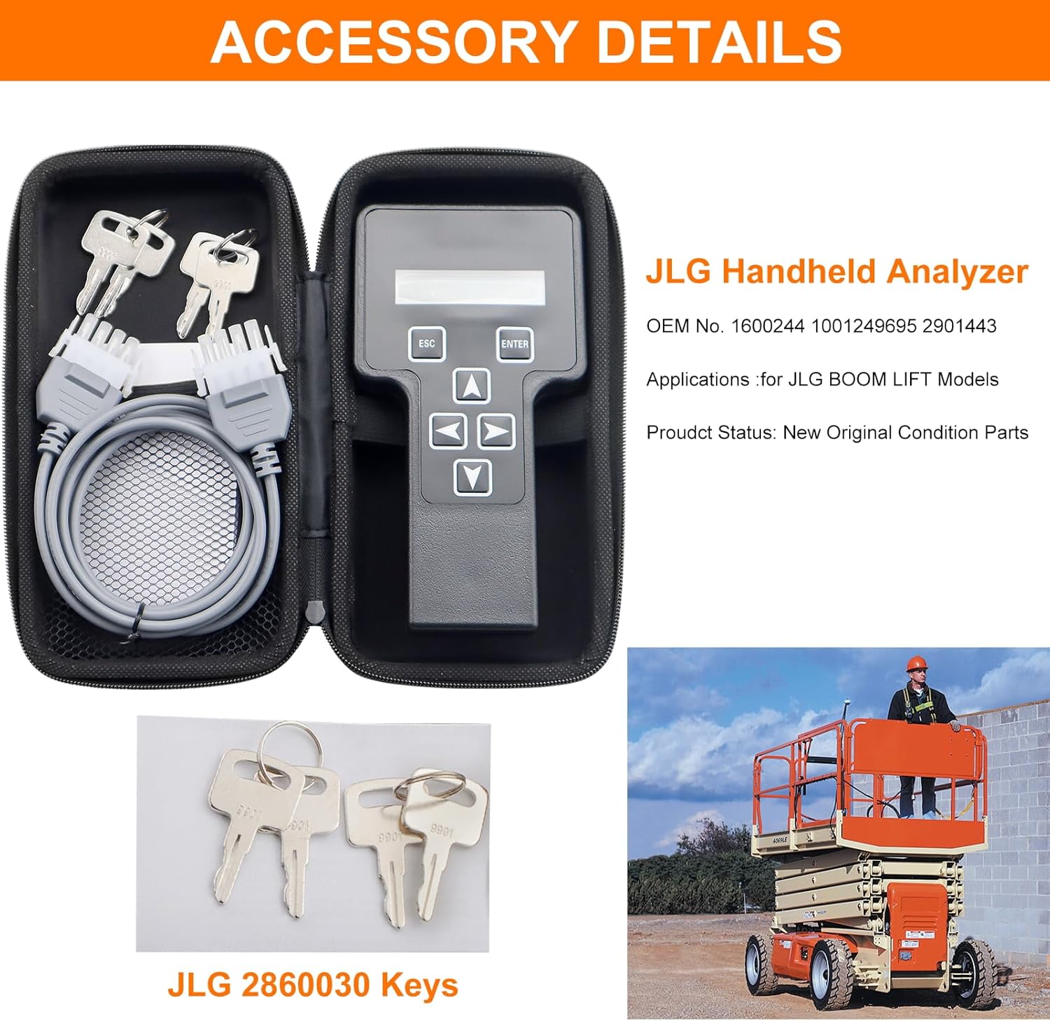 1001249695 JLG Analyzer Tool,Skyjack JLG Handheld Analyzer and Cable Kit,Compatible with JLG Diagnostic Tool Used for JLG Boom Lift H800AJ 340AJ 450A Scissor Lift 6RS 10RS 1600244 2901443