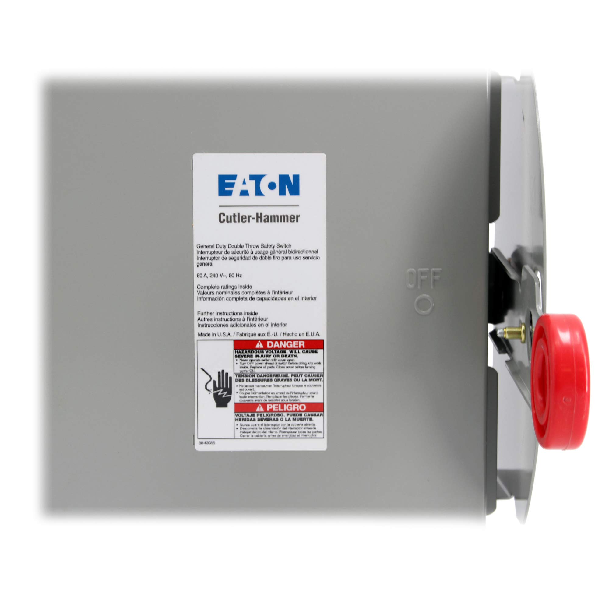 60A 240V Disconnect Eaton Cutler-Hammer CHDPU222R 60A 240V Single Phase ...
