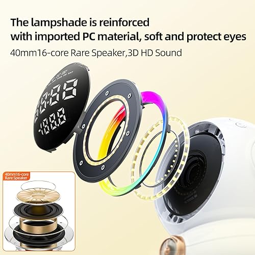 Miniatura 8 de Reloj despertador con luz de simulación de amanecer con control remoto, alarma dual de astronauta, altavoz inalámbrico, 6 sonidos naturales,