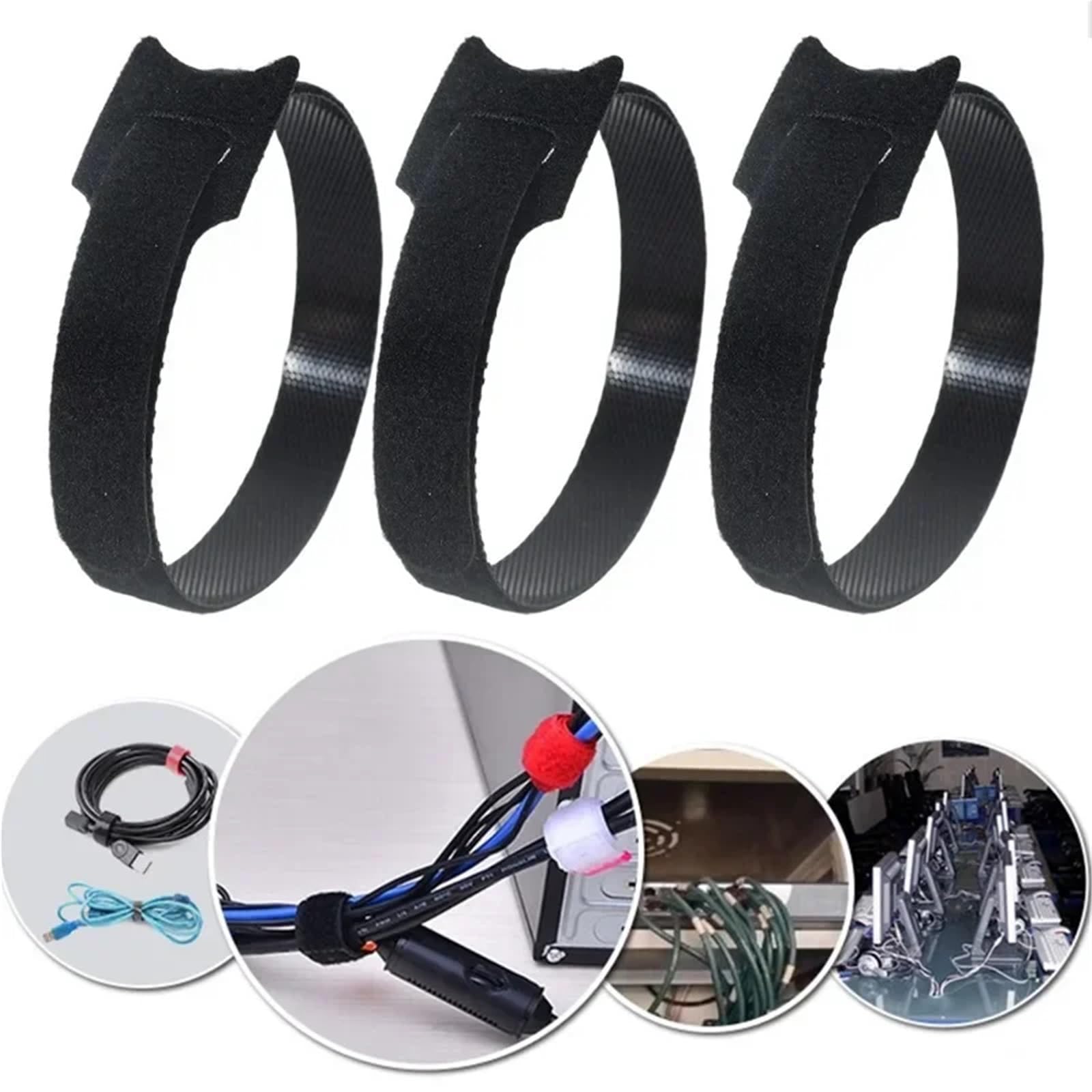 Câble Management Sangles 10-100 pièces attaches de câble en Nylon 150MM organisateur enrouleur fil crochet boucle sangle sur chargement écouteur souris cordon(100Pcs)
