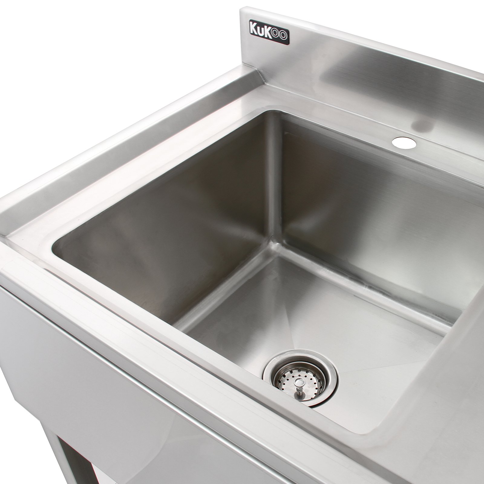 Fregadero de Cocina Acero Inoxidable 1 Seno a la Izquierda+Escurridor a la Derecha 120x60x90cm con 2 Coladores Desagüe GRATIS Lavaplatos Pila Cocina 1 Seno+Escurridor para Lavar Platos Kitchen Sink