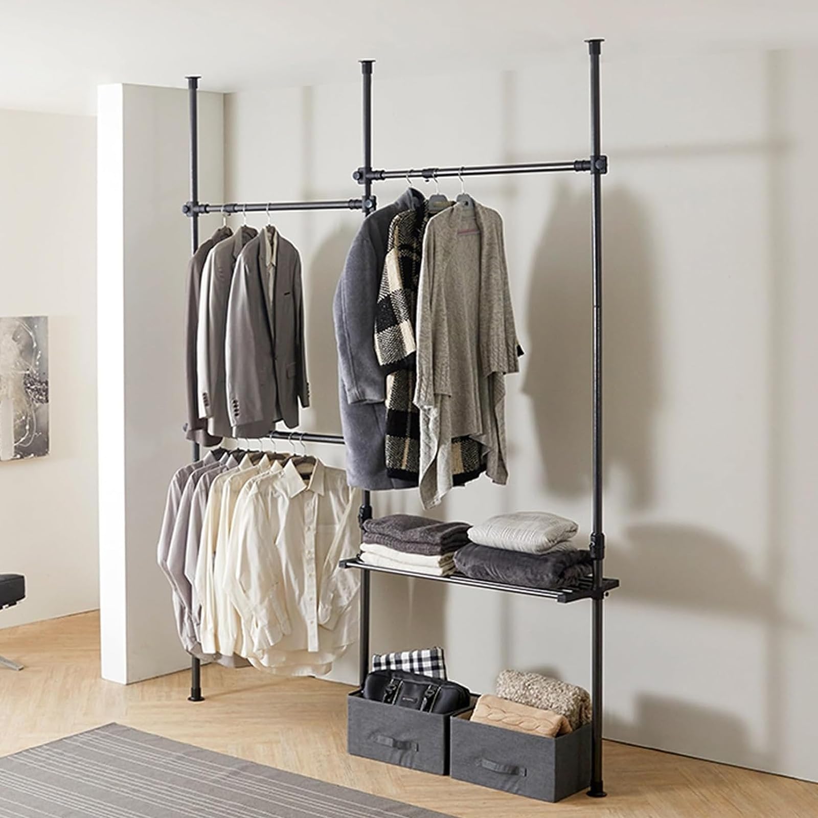 Appendiabiti A Scala Iris Ohyama - In Metallo Nero, Con Ganci, Per Camera E Armadio, Carico 6kg - Foto 6