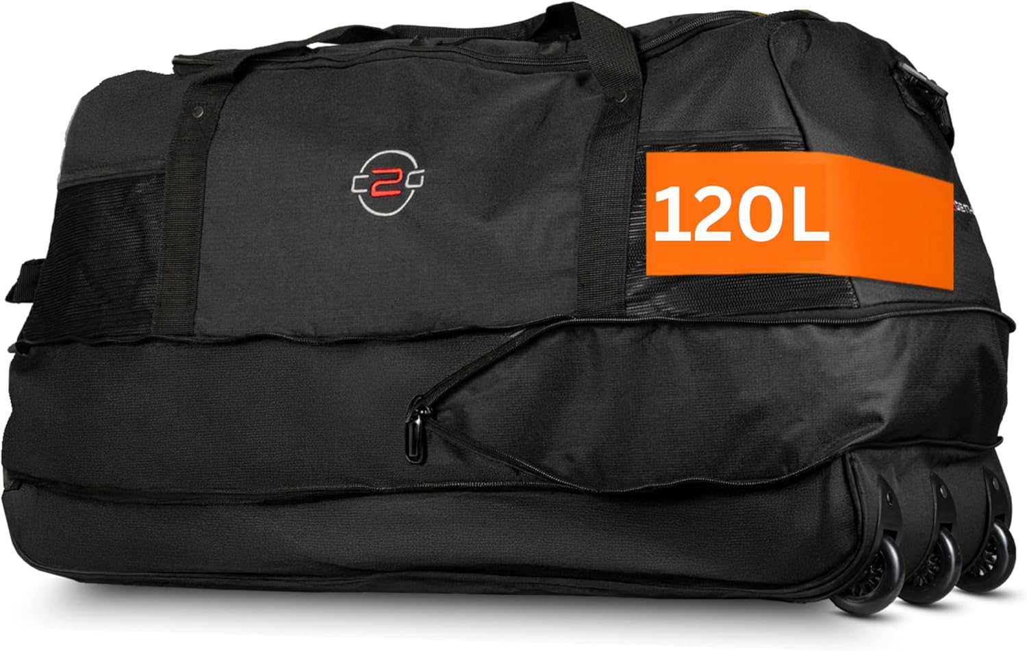 Cocoono XXL Reisetasche mit Rollen – Große Faltbare Rolltasche 120L – Leicht, robust &amp; platzsparend – Sporttasche mit Rollen für Damen &amp; Herren (Schwarz Steifer-Boden)