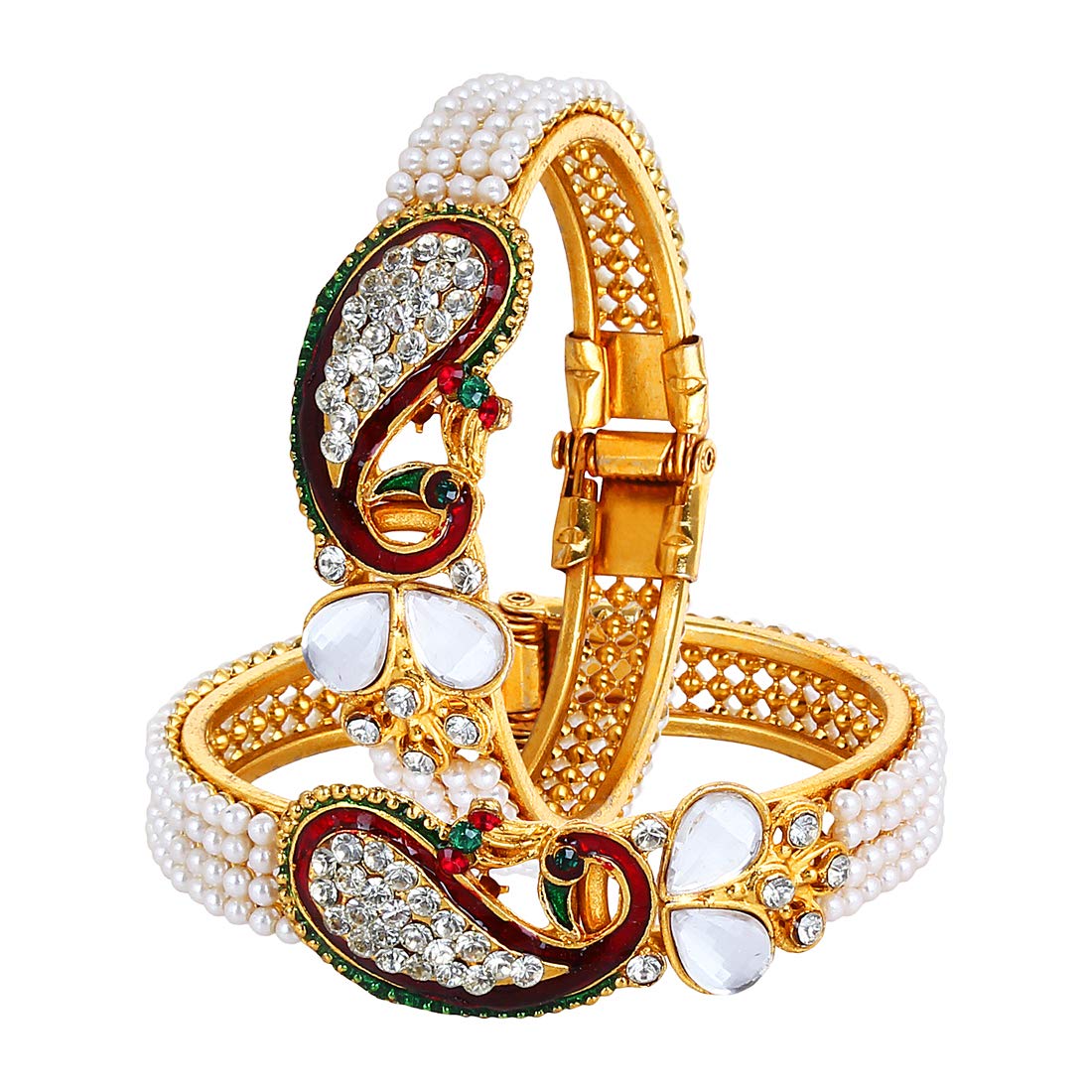 YouBella Dancing Peacock American Diamond Gold Plated Bangles for Women (B019GTTCW2) Amazon Price History, Amazon Price Tracker