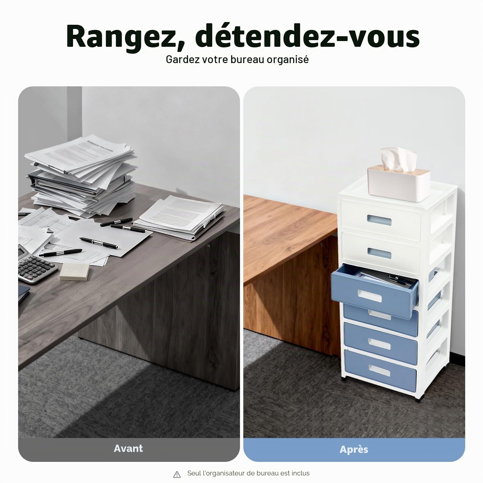 Meuble de rangement à 6 tiroirs, en plastique, avec roulettes, tour de rangement avec tiroirs et roulettes pour chambre à coucher, bureau