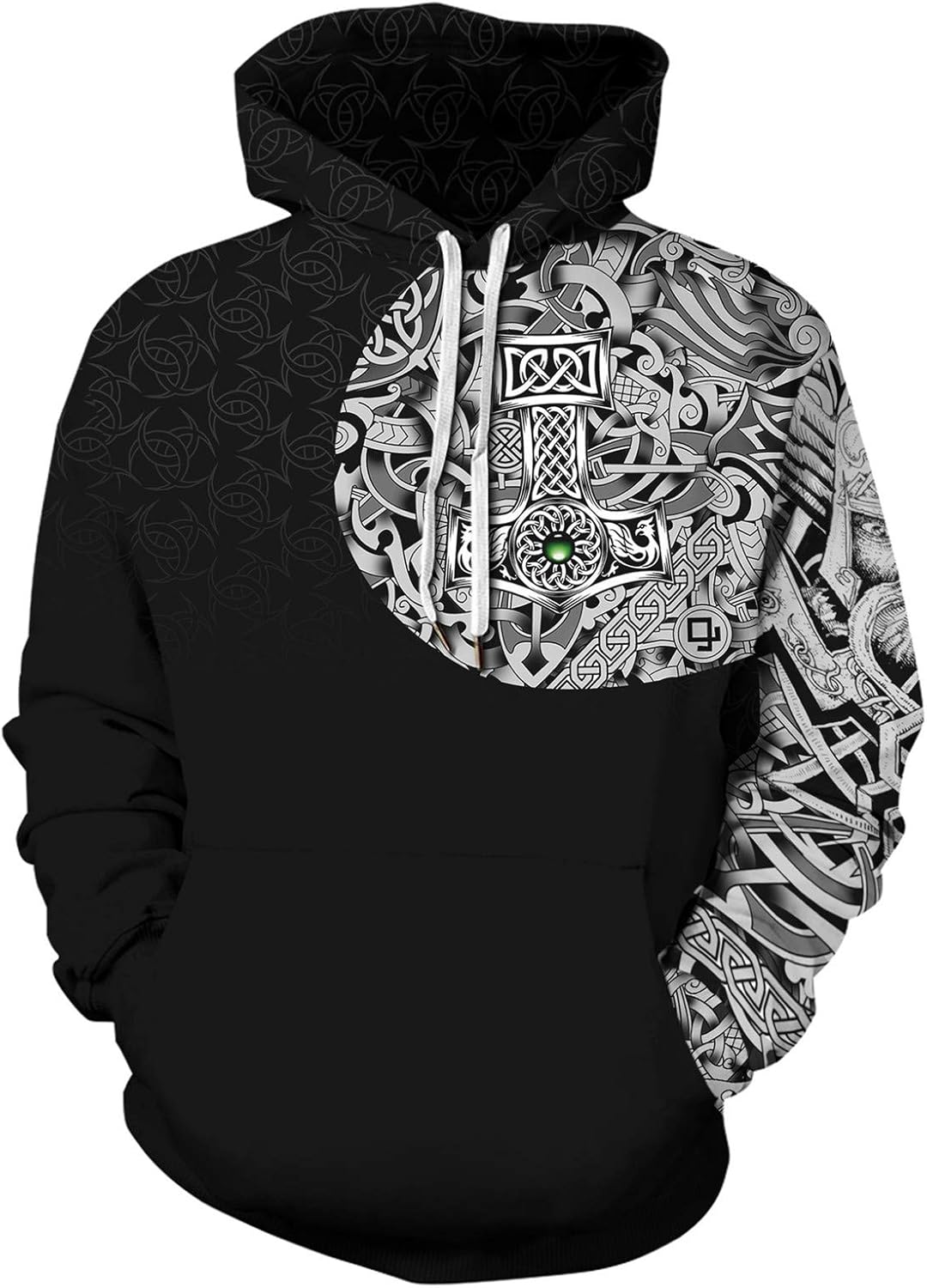 Viking print hoodie Clearance
