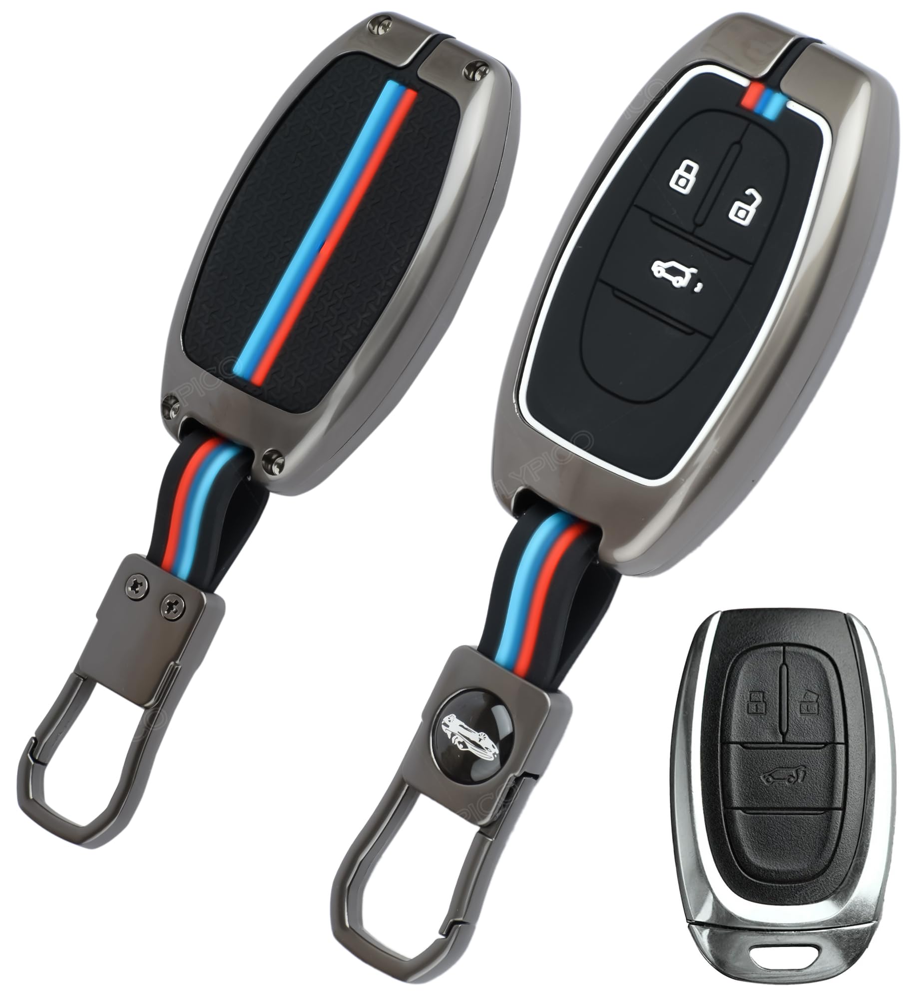 Coll of Fest Premium Metal Silicon Key Cover Compatible with MG Gloster 3 Button Smart Key Glow in the Dark-image-4