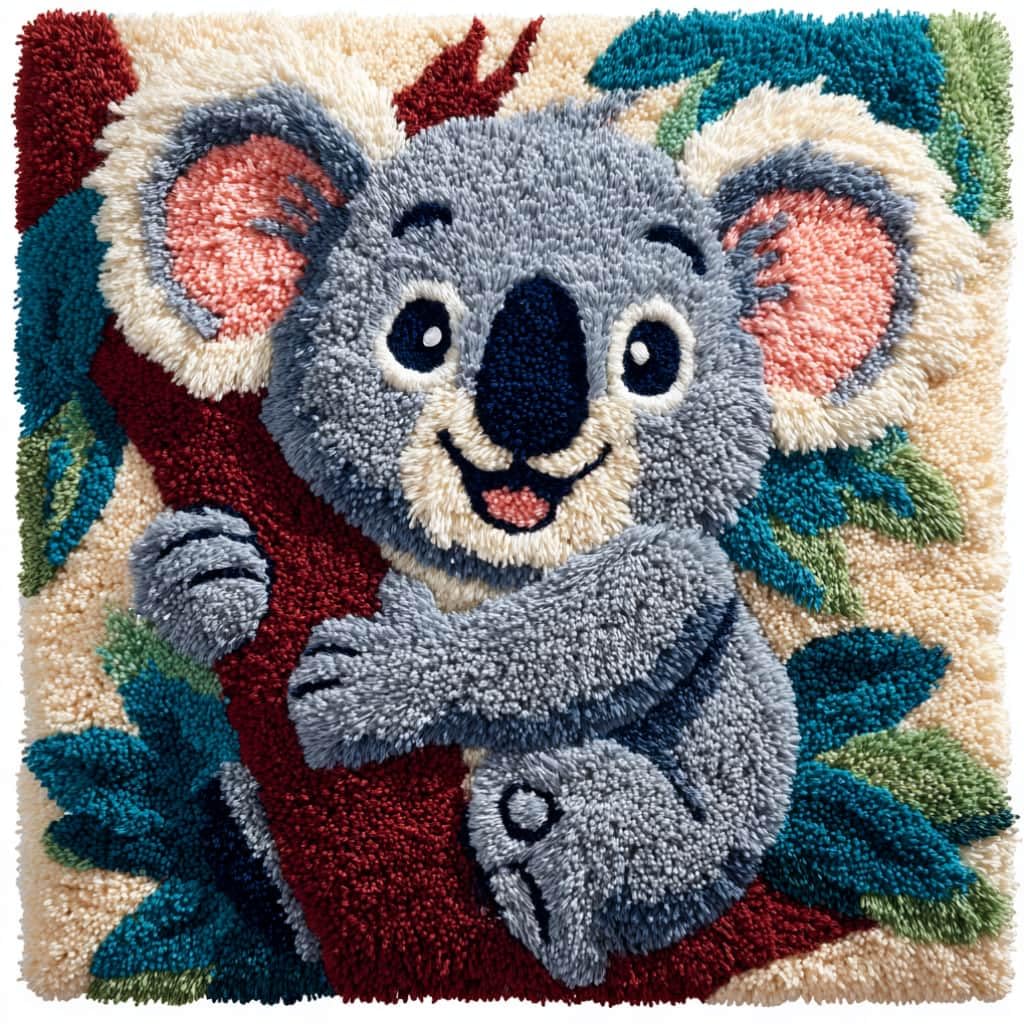 kitphoenix Latch Hook Kit Pillow Case Koala 43Cmx43Cm