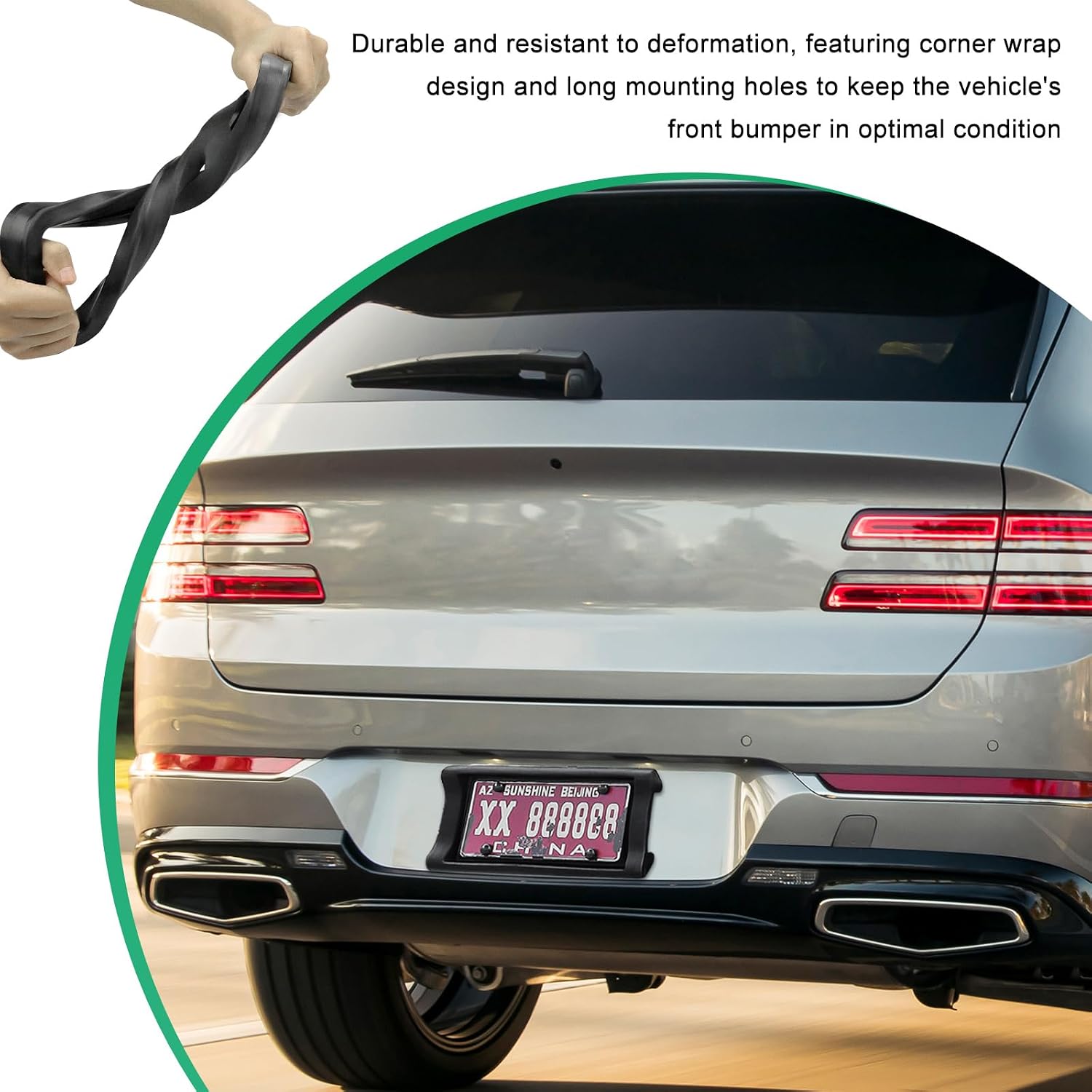 License Plate Bumper Guard, 2.2" Thick Heavy Duty License Plate Mount Protector with Screws, Flexible EVA Tag Frame Protects Bumper from Scratches for Sedans Trucks SUVs