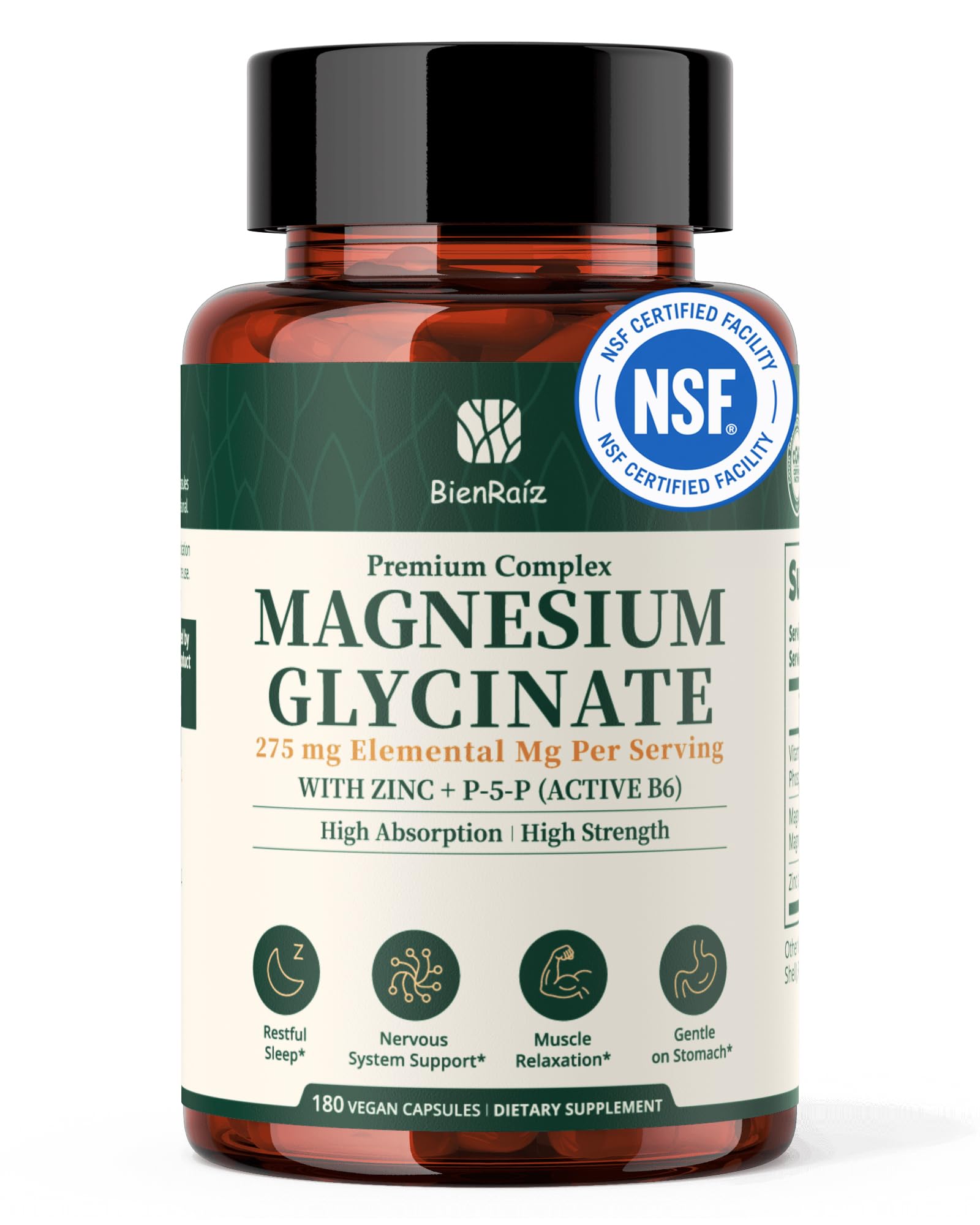 Magnesium Glycinate 275mg, Sleep Support, 180 Capsules