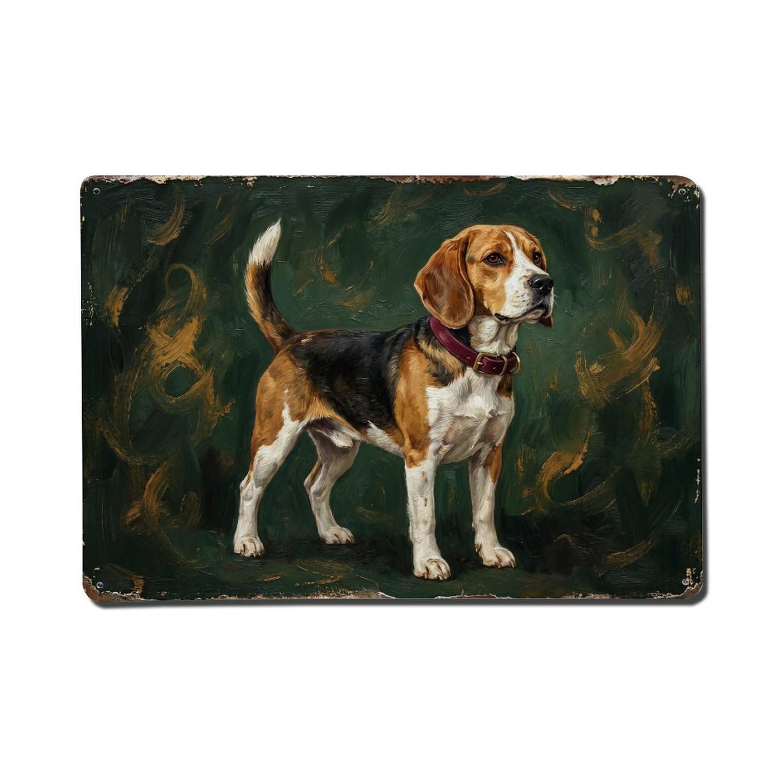Beagle Refined Library Pet Metal Tin Sign Plaque Wall Decor for Cafe, Club Bar, Office, Home Garden Metal Poster 8x12Inch