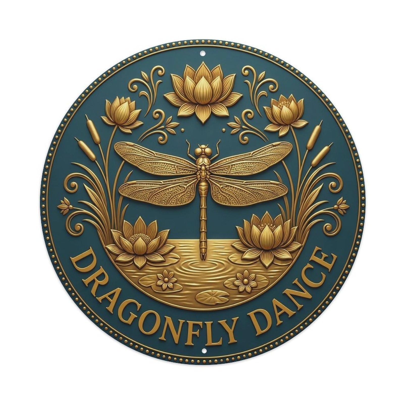 Vintage Dragonfly Dance Flower Zen Yoga Metal Tin Sign