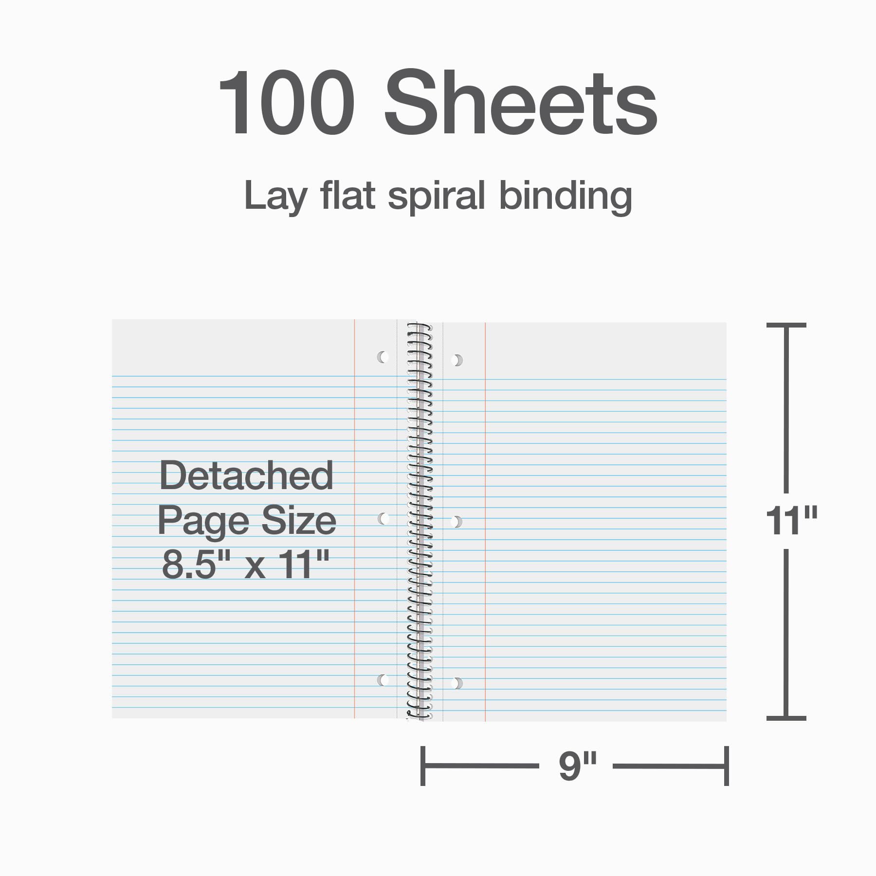 Oxford Cuaderno de espiral de 1 materia, cuaderno para la escuela, cubiertas de plástico, suministros de regreso a clases, rayas universitarias, 100 hojas, paquete de 5, colores primarios surtidos: