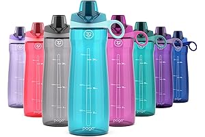 Pogo Easy-Clean Plastic Water Bottle with Chug Lid (Blue Atoll, 32 oz)