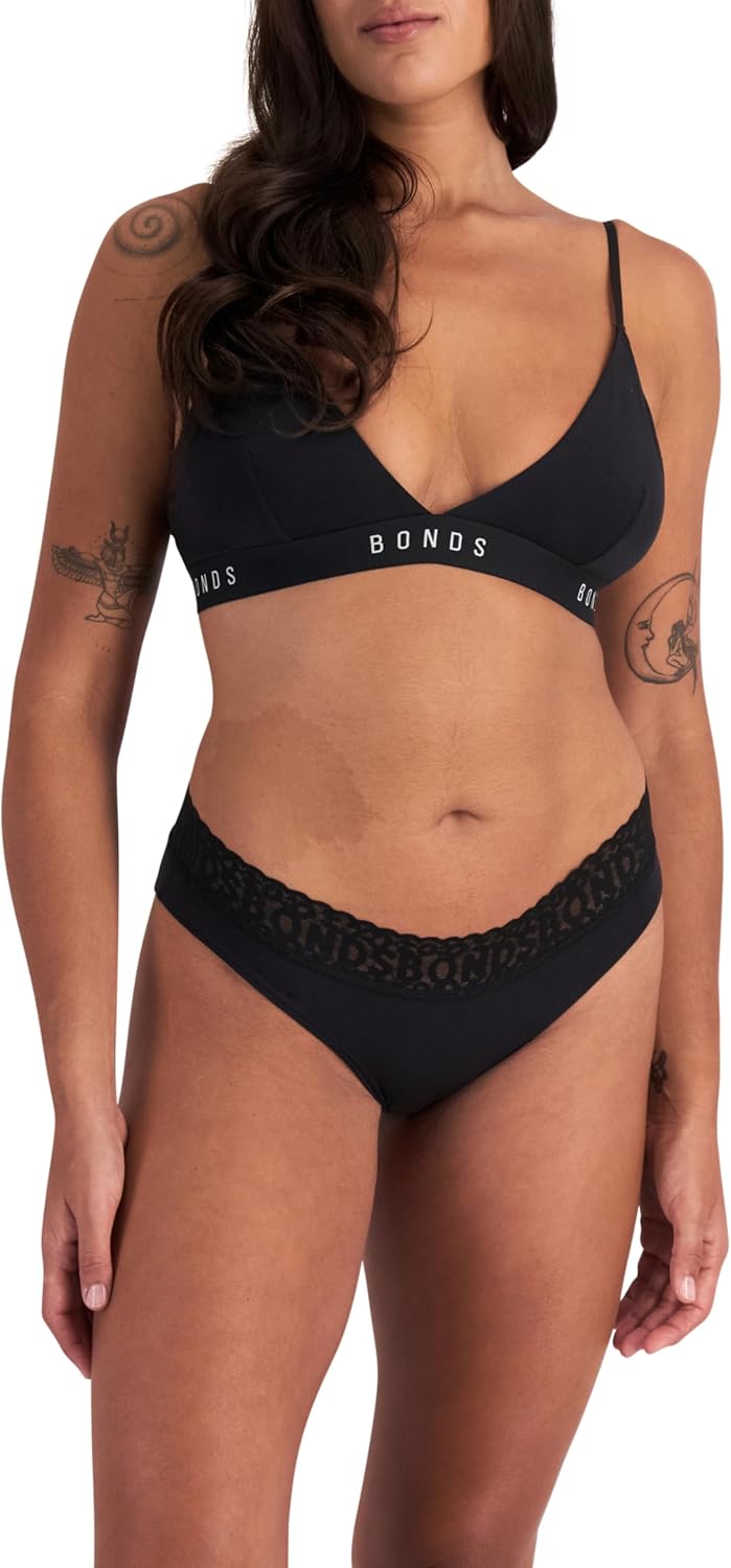 Bonds womens Underwear Hipster Pack, Lace-top Icons Hipster Panties for Women, Stretchy Cotton-blend Underwear, 3-pack - Image 2