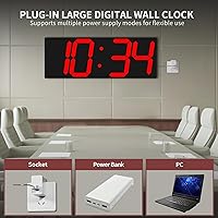 Vista 7 de 18.7‘’Large Digital Wall Clock,LED Digital Clock with Big Number,Multi-Function Remote Controlled Wall Clock with Timer, Alarm and Calendar