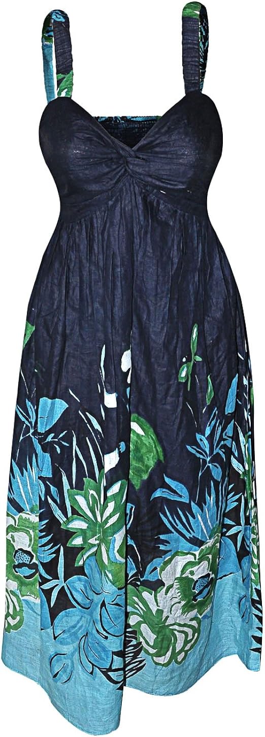DakshCraft Blue Floral Cotton Sundress for Women Amazon.co.uk Fashion
