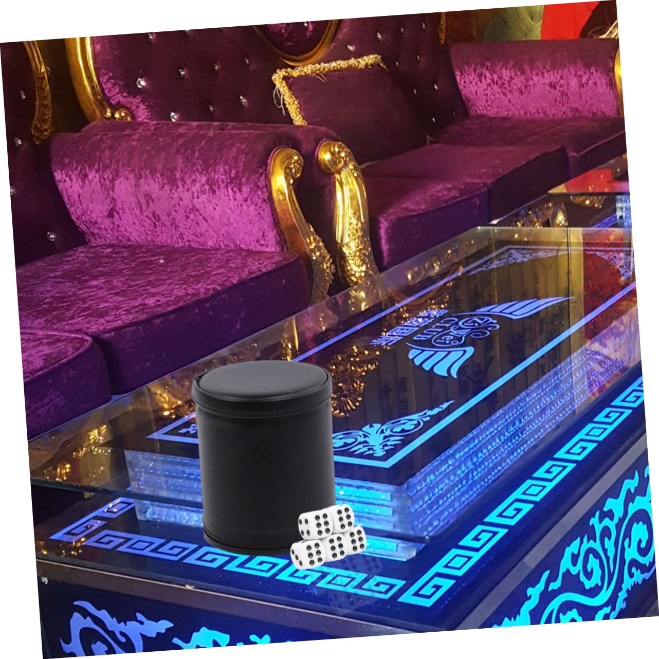 Abaodam 3sätze Pu-Leder Würfelbecher Mit PVC-würfeln Leiser Dice Cup Für Bar Und Familienspiele Für Camping Und Partys Robustes Design Schwarz