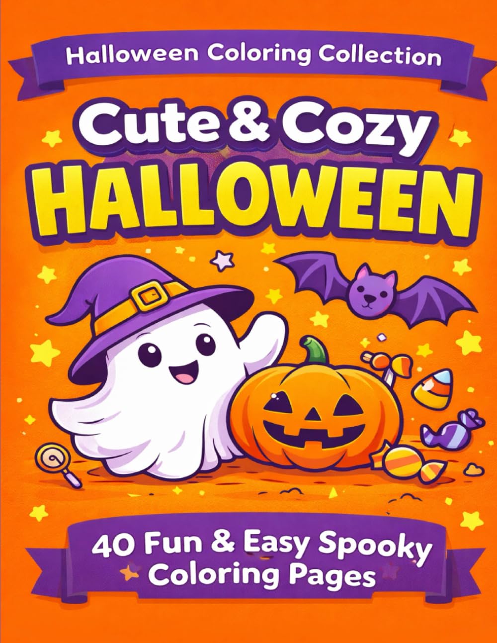 Cute & Cozy Halloween: 40 Fun & Easy Spooky Coloring Pages (Halloween Coloring Collection)
