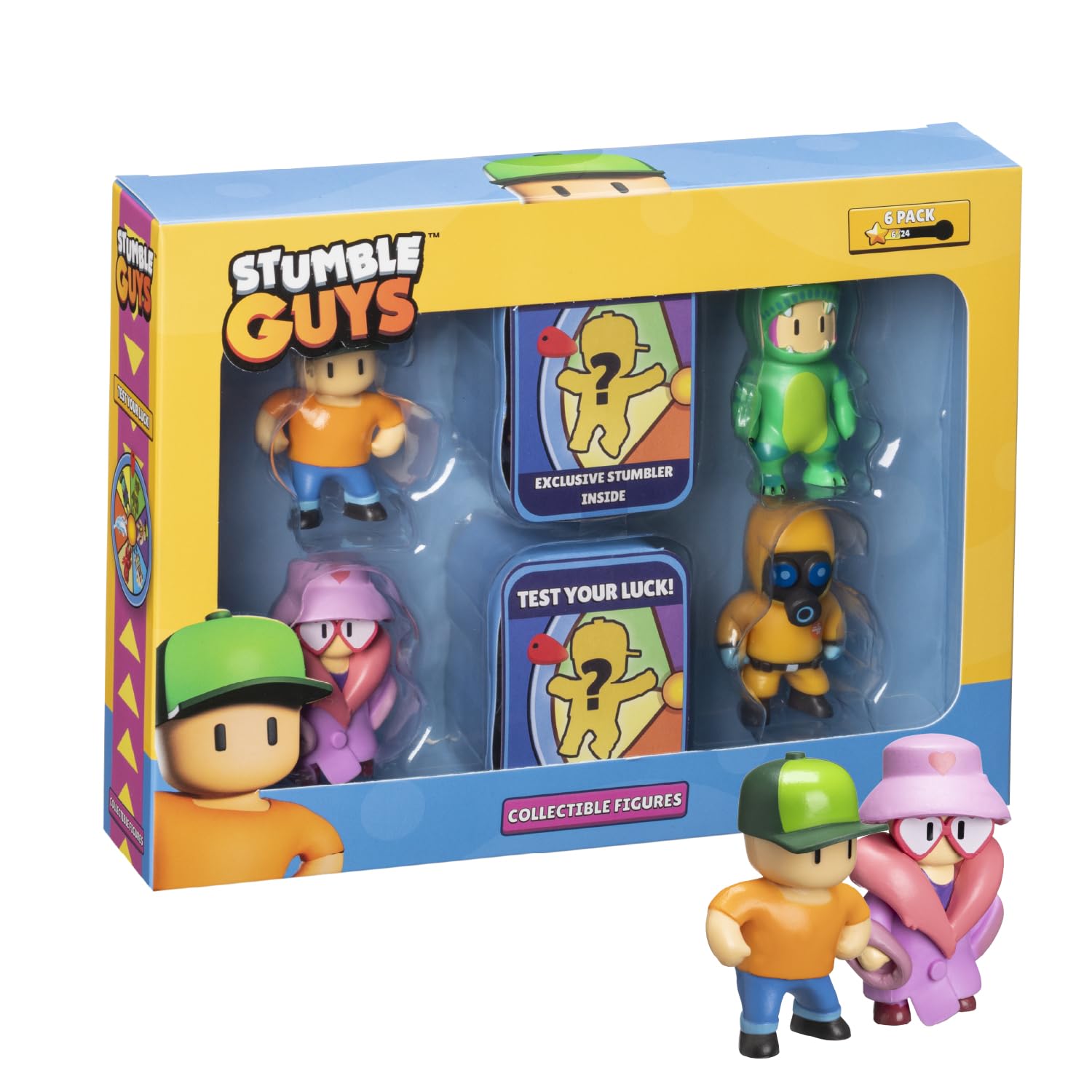 Official Stumble Guys Series 2 Collectible Figures | 6-Pack Deluxe Set | Includes 2 Rare Hidden Characters (Assortment A)