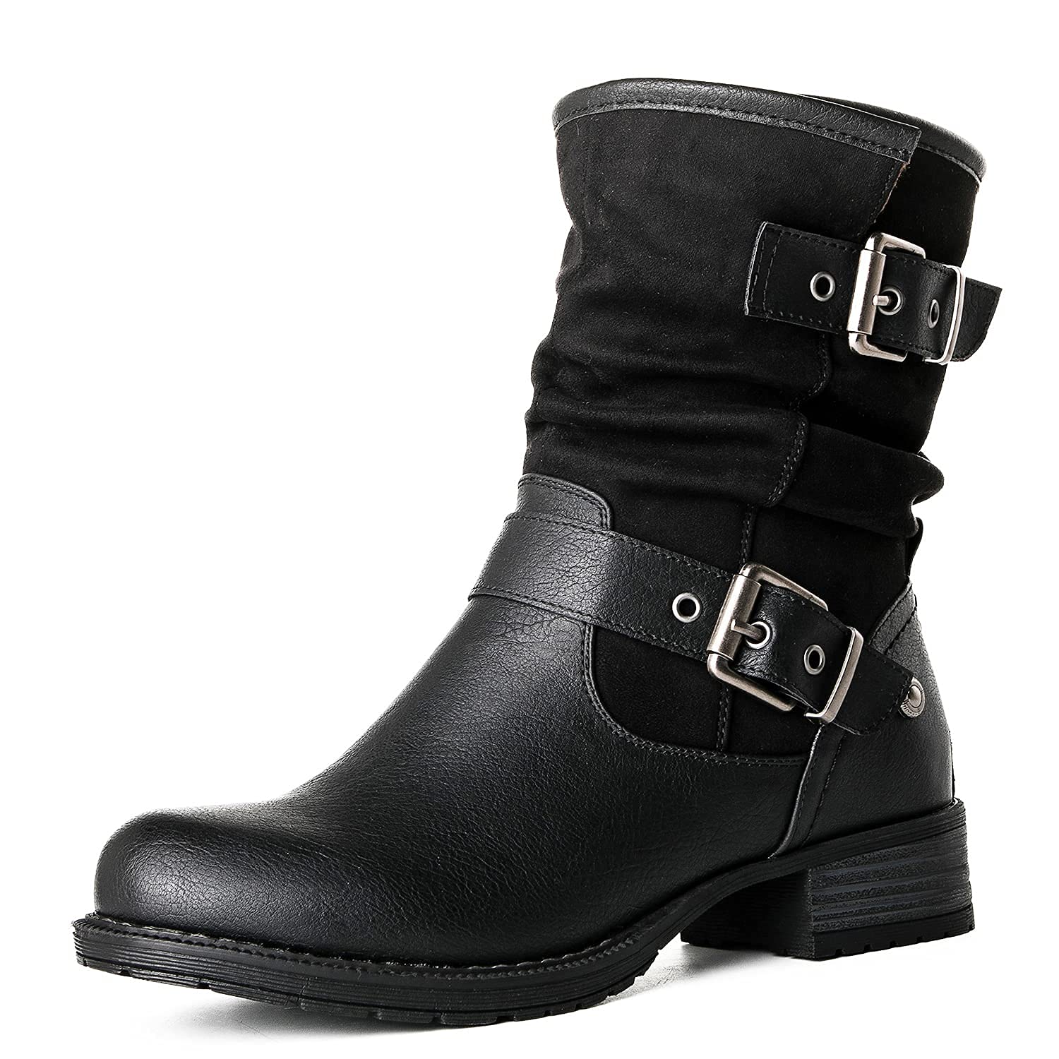 GLOBALWIN Womens Fur Booties Fashion Combat Ankle Boots For Women