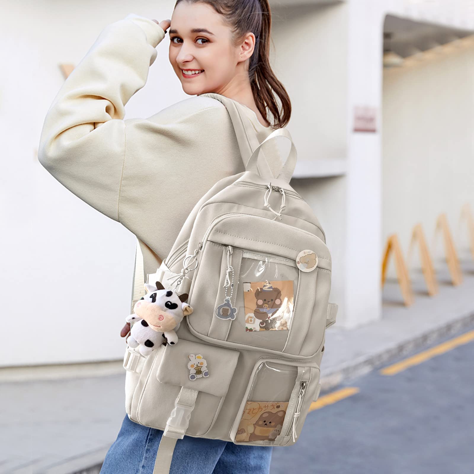 Ragazze Borsa da Scuola Carino Zaino Adolescente Zainetto Nylon Daypack Alunno Zaini per Scuola Viaggio Blu