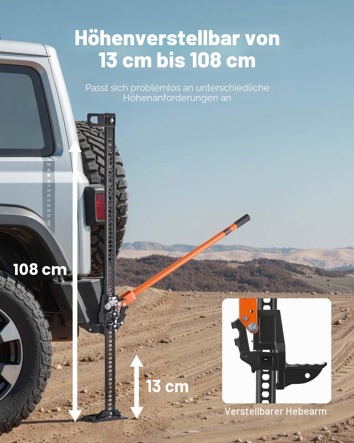 VEVOR Farm Wagenheber (1225 mm hoch) Offroad High Lift Farm Jack (3,18 t belastbar) Offroad-Nutzwagenheber, Stoßstangenheber Hochleistungshebebühnen mit 130,1–1079,5 mm Hubbereich für Traktor LKW