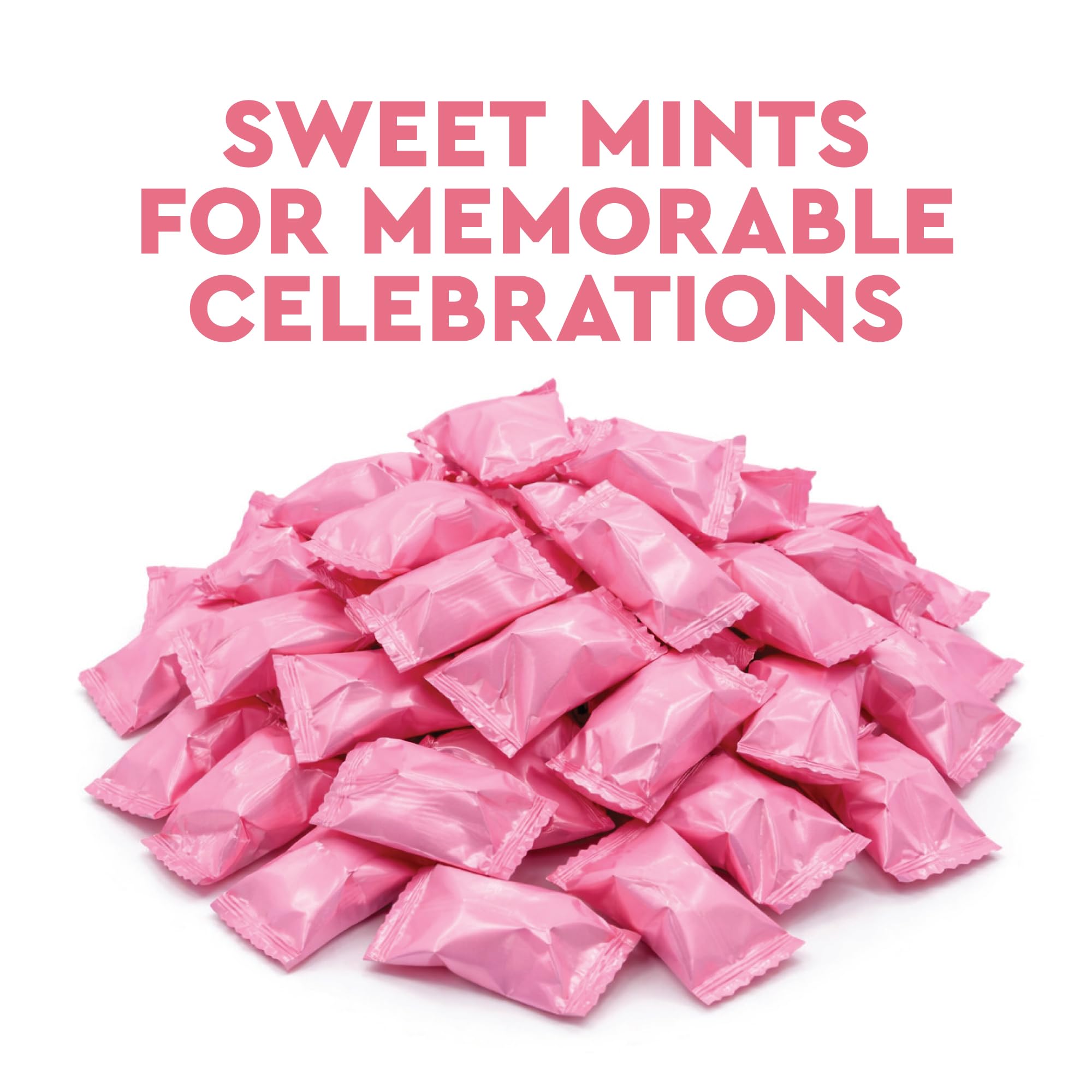 Pink Buttermints, 100 unidades, envueltos individualmente, dulces para baby shower | Sabor clásico a menta mantecosa, ideal para revelaciones de género, bolsas de golosinas y fiestas de bienvenida para bebés