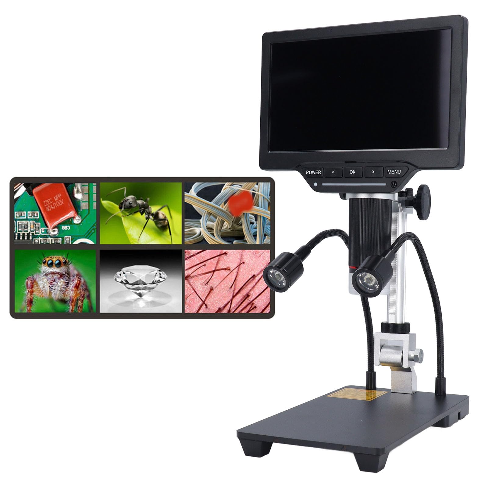 Microscopio Digital ElectróNico Led De 7 Pulgadas, Microscopio De Soldadura 1080p HD 528x, Kit De Microscopio BiolóGico, Microscopio BiolóGico Repaie ElectróNico