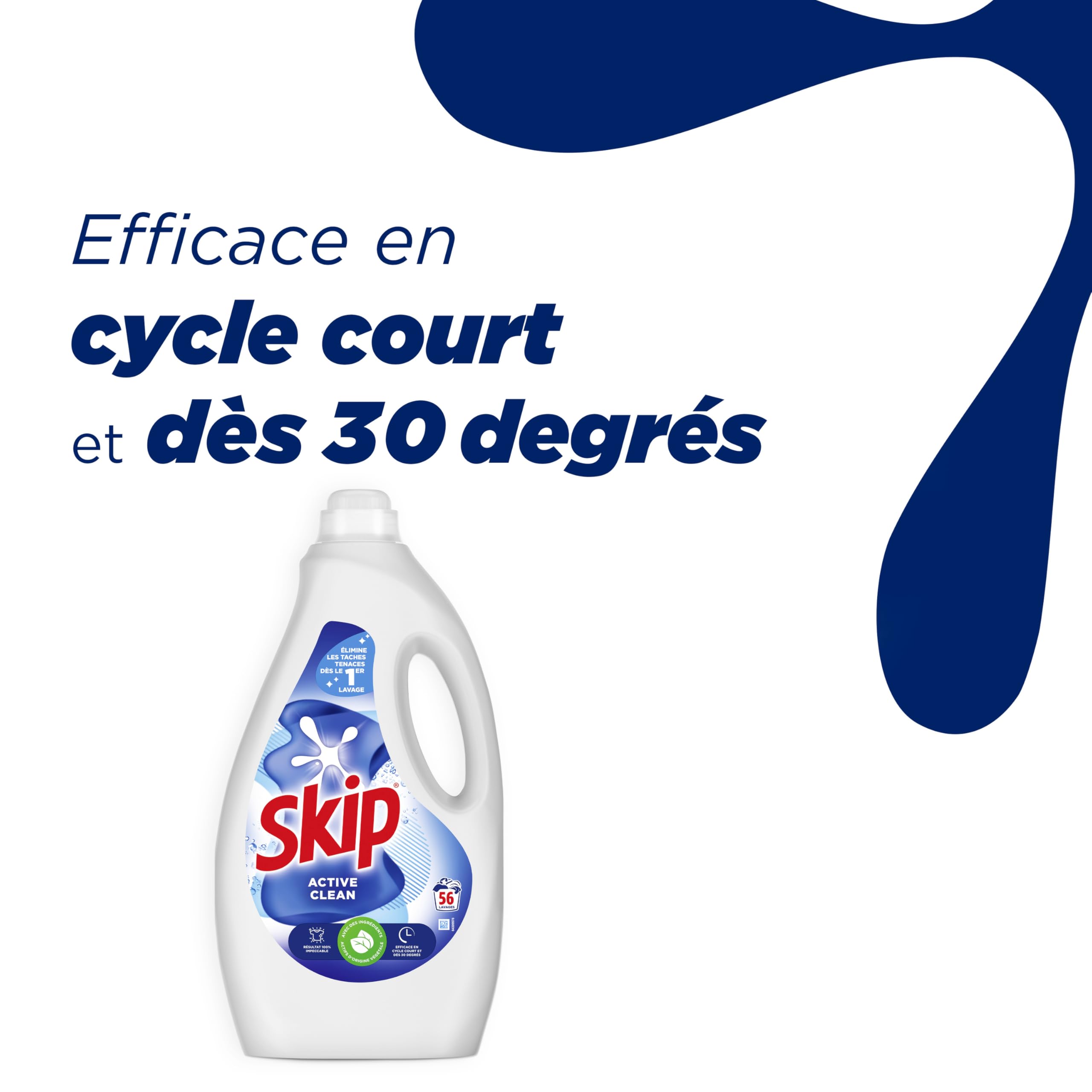 Skip - Lessive Liquide Active Clean - Propreté Impeccable - Fraîcheur Longue Durée - Détache les vêtements tout en respectant fibres et couleurs - 2x40 Lavages