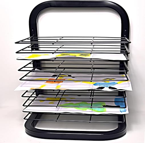 Joymaney Art Drying Rack | Mobile Metal Art Storage Rack with Removable Shelves | Art Organizer for Kids, Art Studio and Craft Room (10 Shelves)