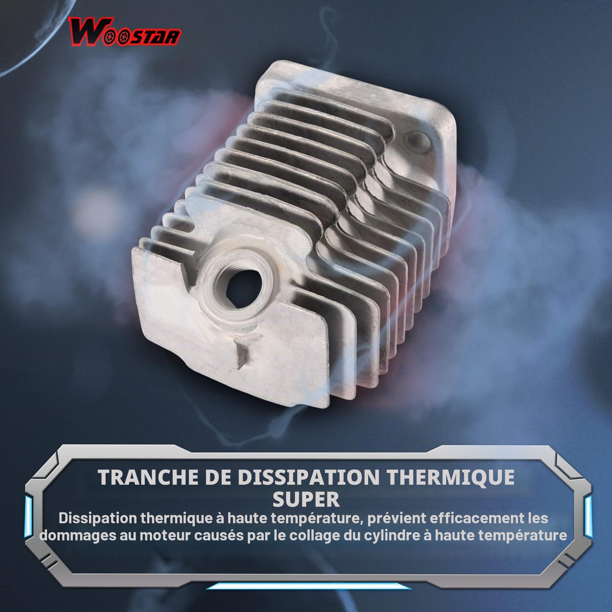 WOOSTAR 44mm Cylindre avec Kit de Piston Remplacement pour 43cc 49cc Cylindre Alésage 2 Temps Scooter Essence Mini Poche Vélo
