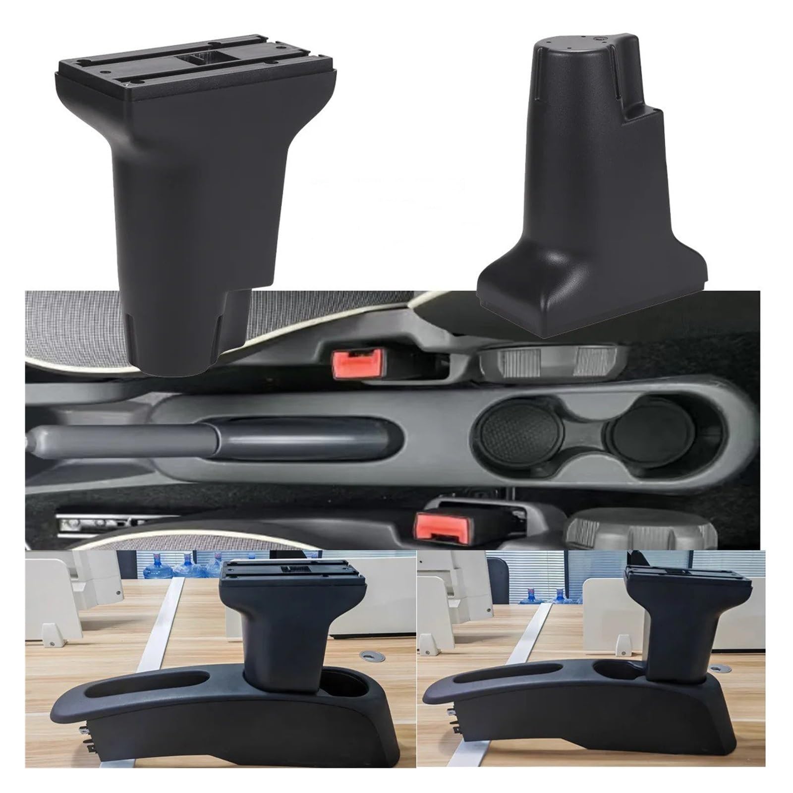 Coche Reposabrazos Para Fiat Para 500 2012-2025 Reposabrazos Dedicado Retrofit Realza El Centro Interior Caja De Almacenamiento Accesorios(B Black red 6USB)