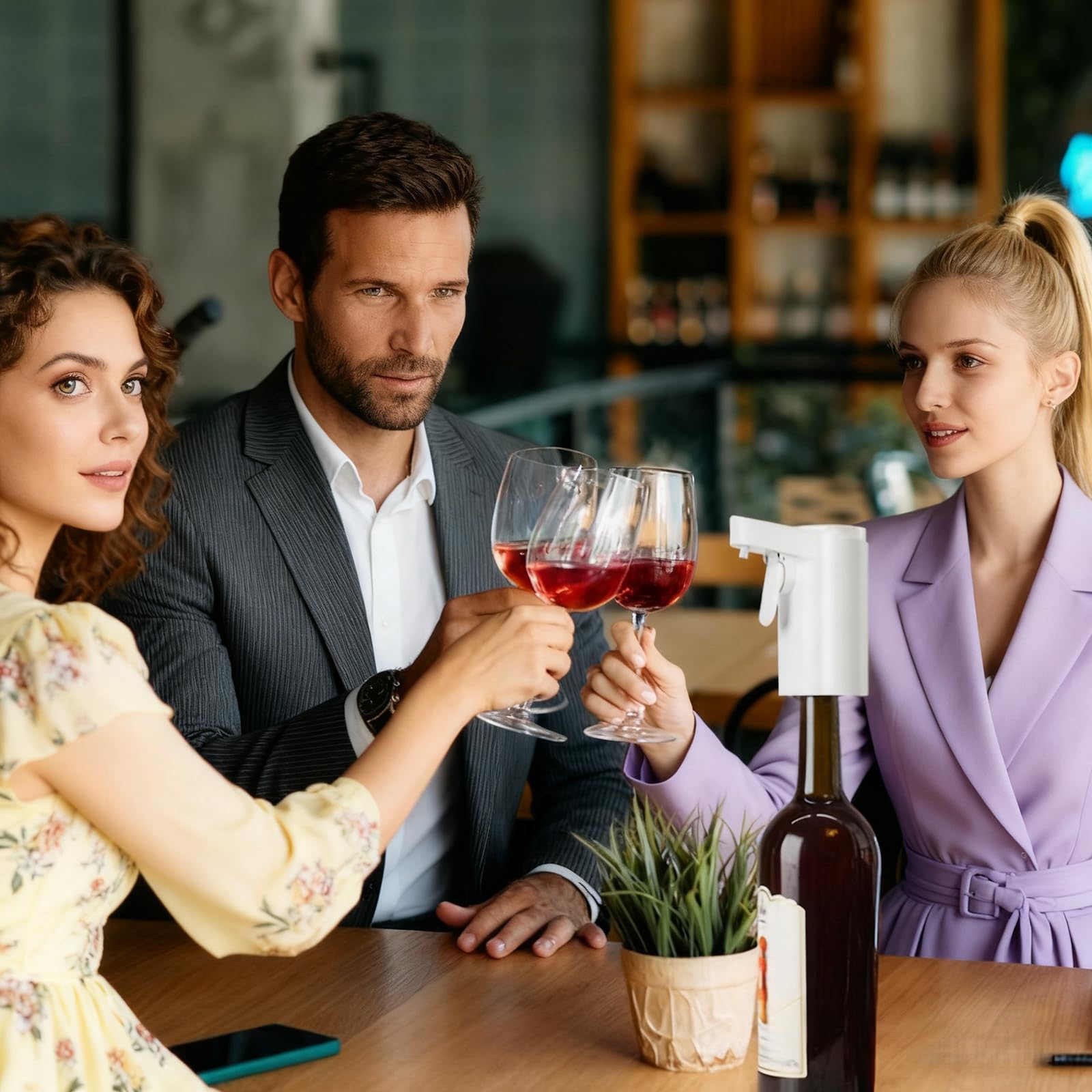 Dispensador de Vino sin Abrir Botella, Dispensador de Vino Automático, Apto para la Mayoría de Botellas de Vino (Negro)