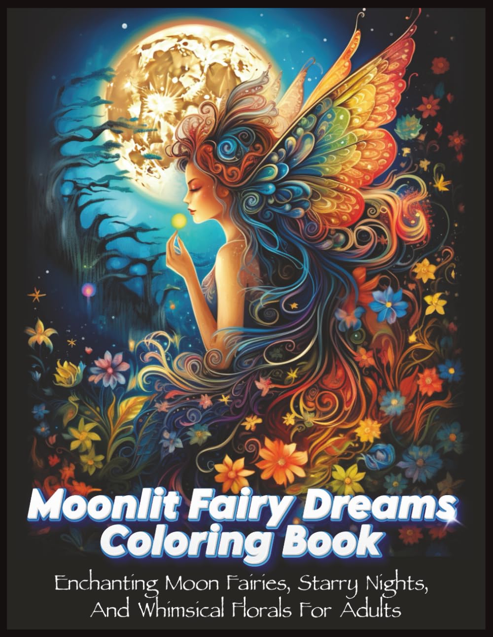 Moonlit Fairy Dreams Coloring Book: Enchanting Moon Fairies, Starry Nights, and Whimsical Florals for Adults (Moon Fairy Coloring Series)