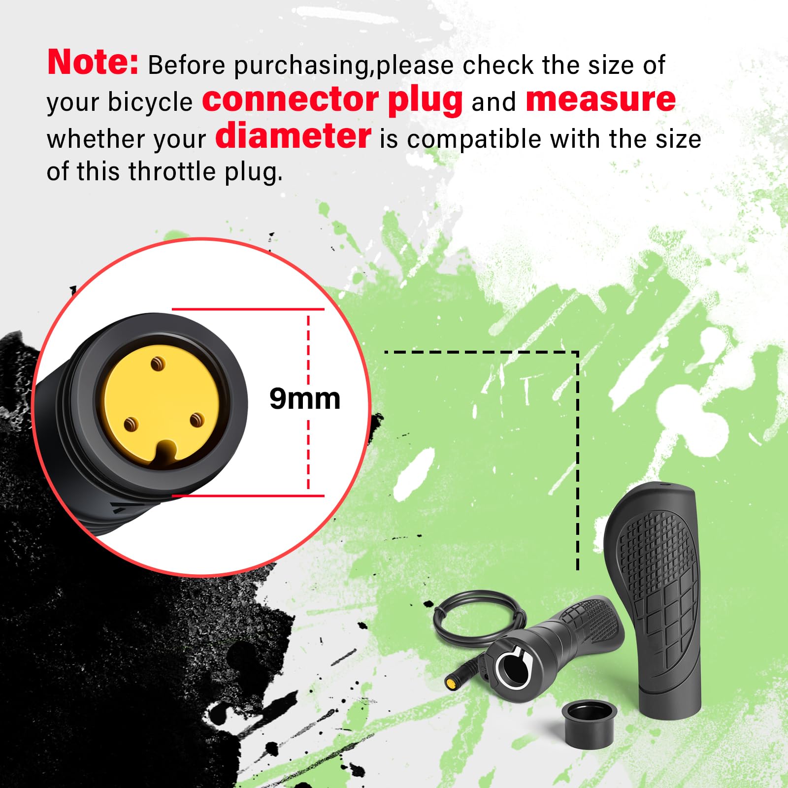 E-Mangue 3 Pin Female Ebike Half-Twist Throttle for BAFANG BBS01B BBS02B BBSHD Mid Motors, Waterproof Speed Throttle Handlebar for BAFANG Conversion Kit Accessories