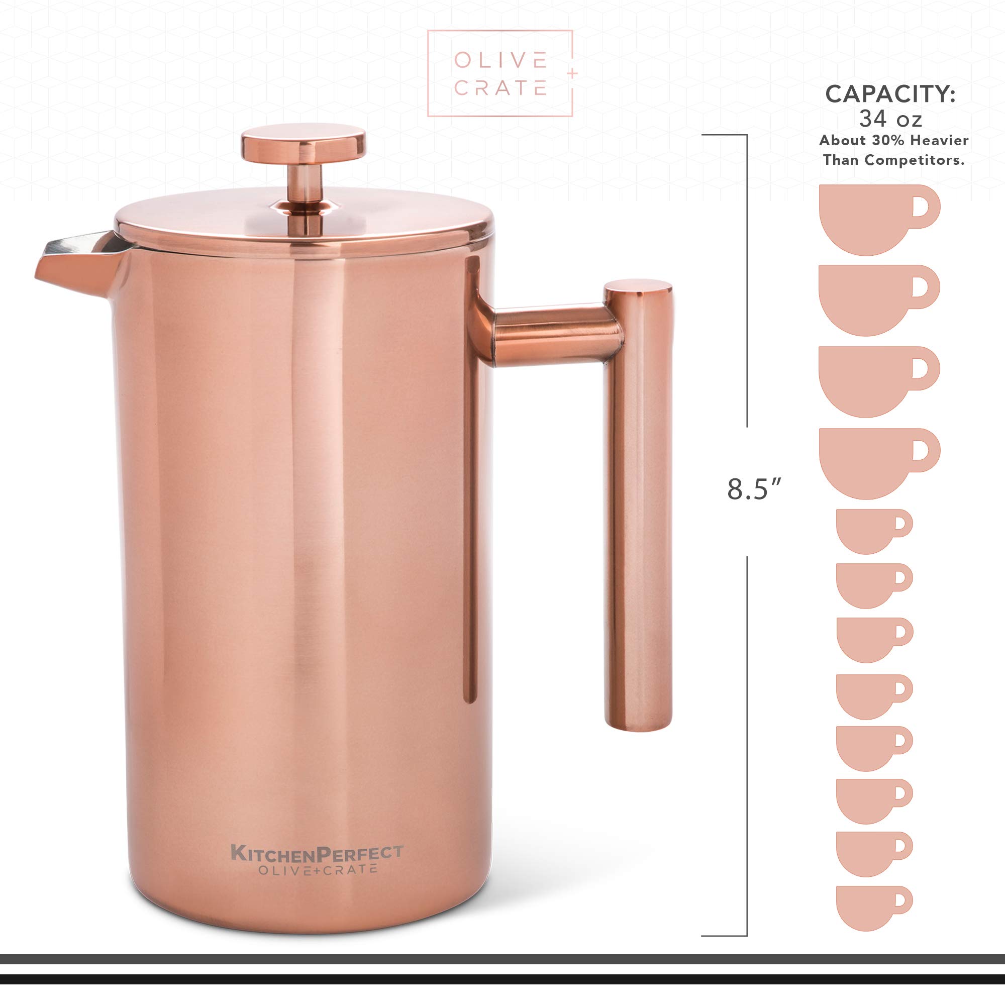 Copper French Press Coffee Brewer 