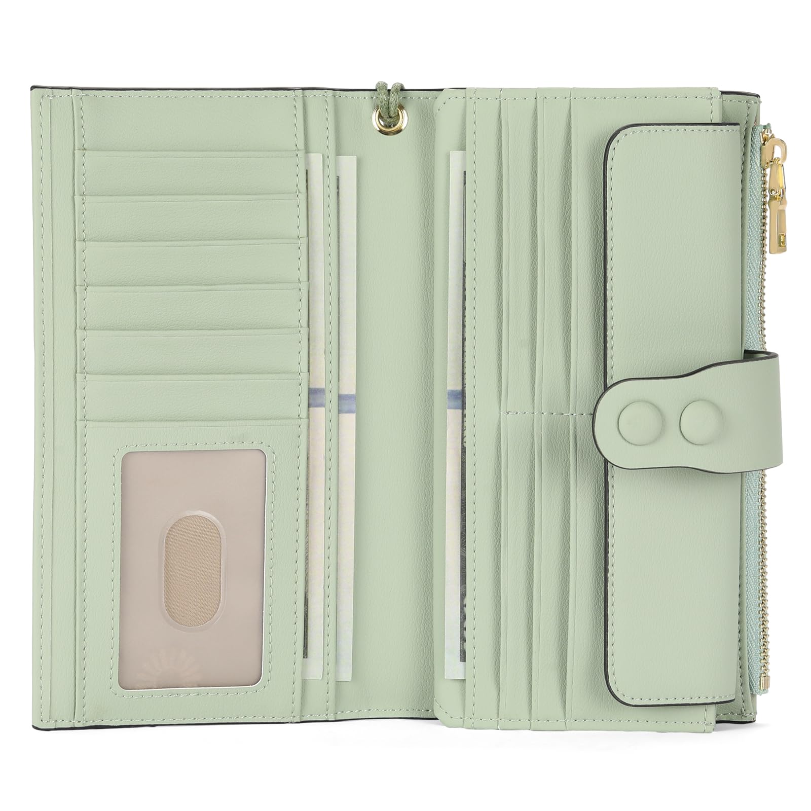 Purses for Women, Large Leather Women's Purses, RFID Blocking Women's Wallet with Card Holder, Zipper Coin Pocket and Wrist Strap