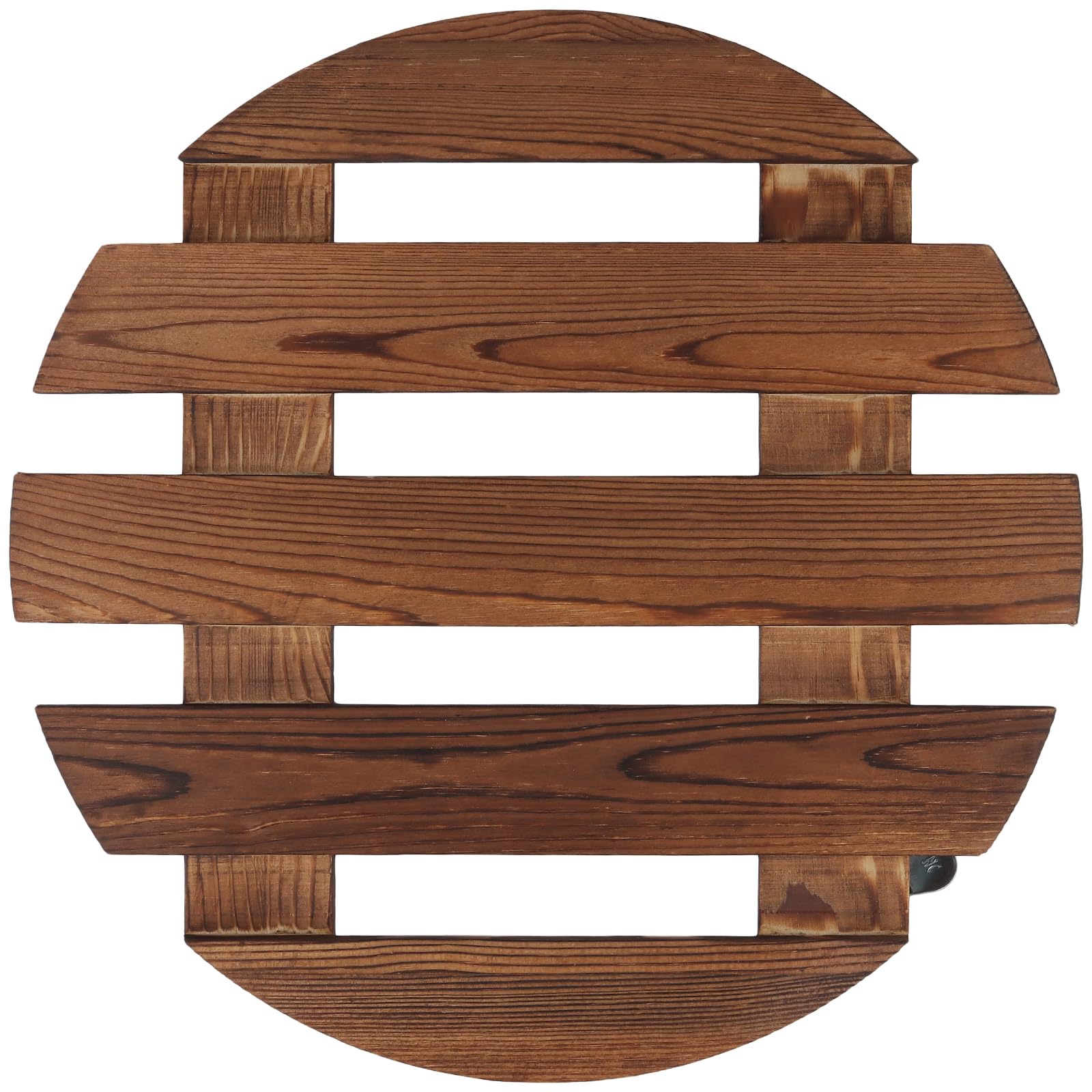 Juego de 3 Ruedas para Plantas de Madera Redondas 30 cm - Capacidad 150 kg con Frenos - Soporte para Macetas Interior Exterior Jardín Terraza Balcón