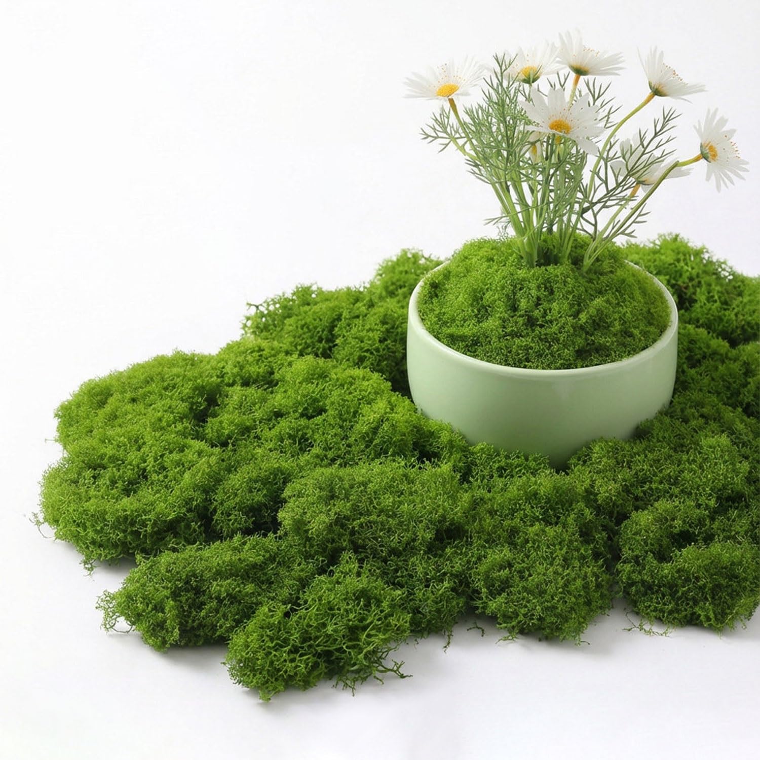DIWAL Artificial Moss for Crafts, Fake Green Moss for Potted Plants, Faux Moss Decor for DIY Decorative, Walls,Table Centerpieces Decor Fairy Garden Model Making(Dark green,30g)