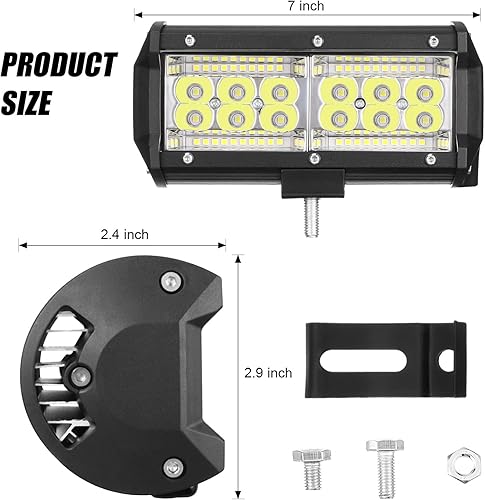 Miniatura 2 de Paquete de 8 barras de luz automotriz de 7 pulgadas, 240 W, 24000 lm, luz LED de trabajo, impermeable, haz combinado de inundación para camión,