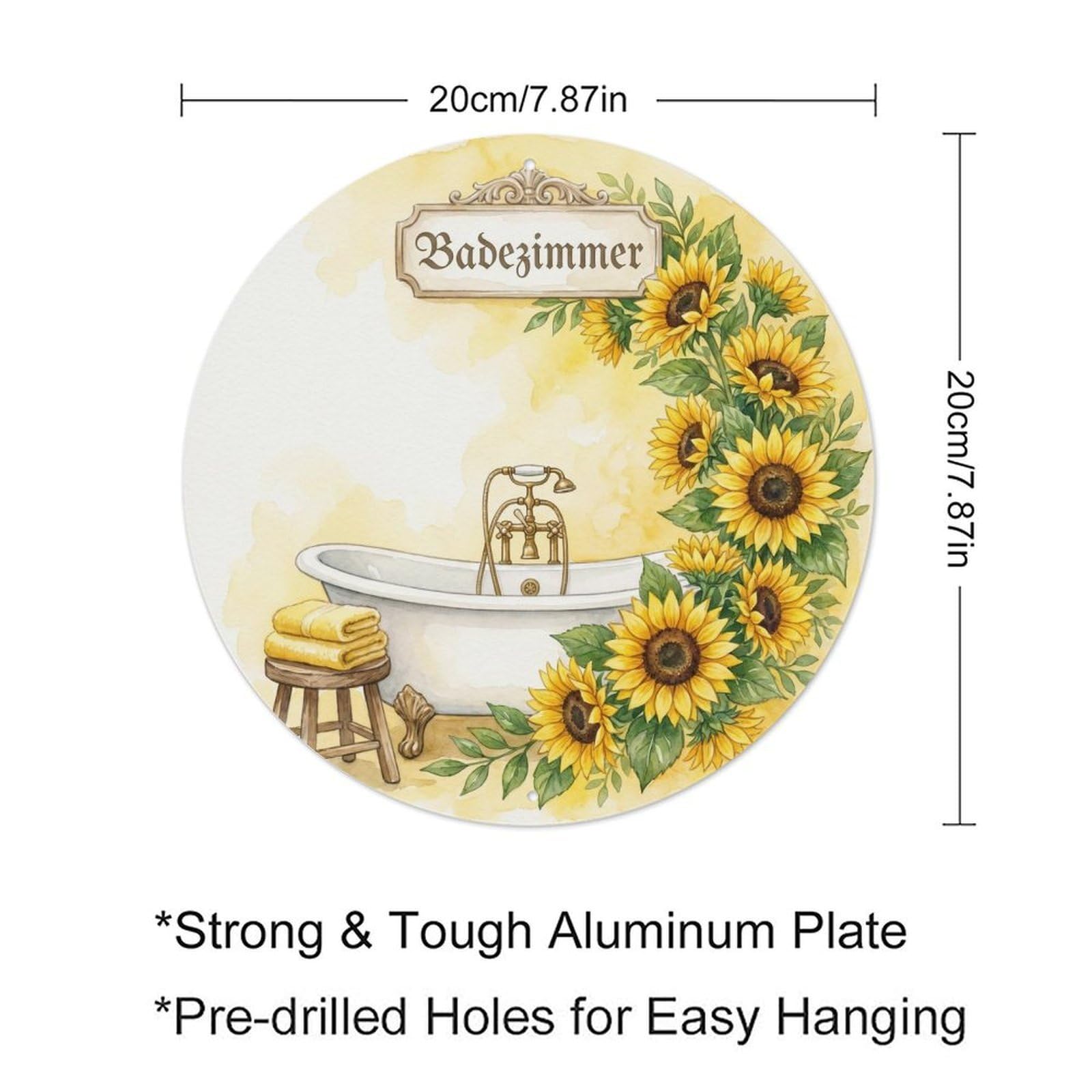 Fqnyr Style Badezimmer Sunflower Shabby Spa Bathroom Metal Tin Sign