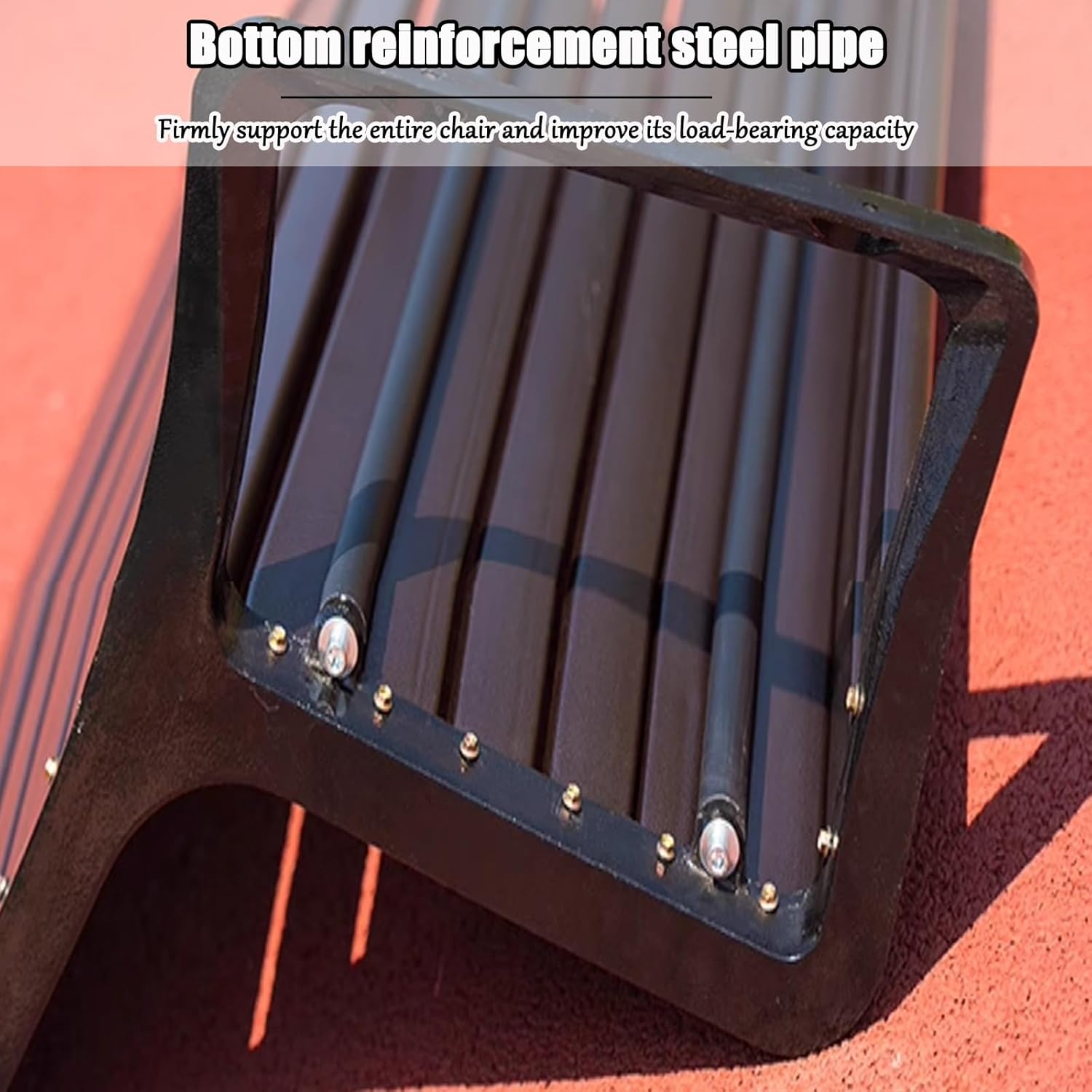 Galvanized Steel Outdoor Park Bench Heavy-Duty Slatted Garden Bench with Backres Metal Garden Seat for Garden Poolside Front Porch Courtyard Park(Zinc Alloy Walnut Color,150cm/59in)