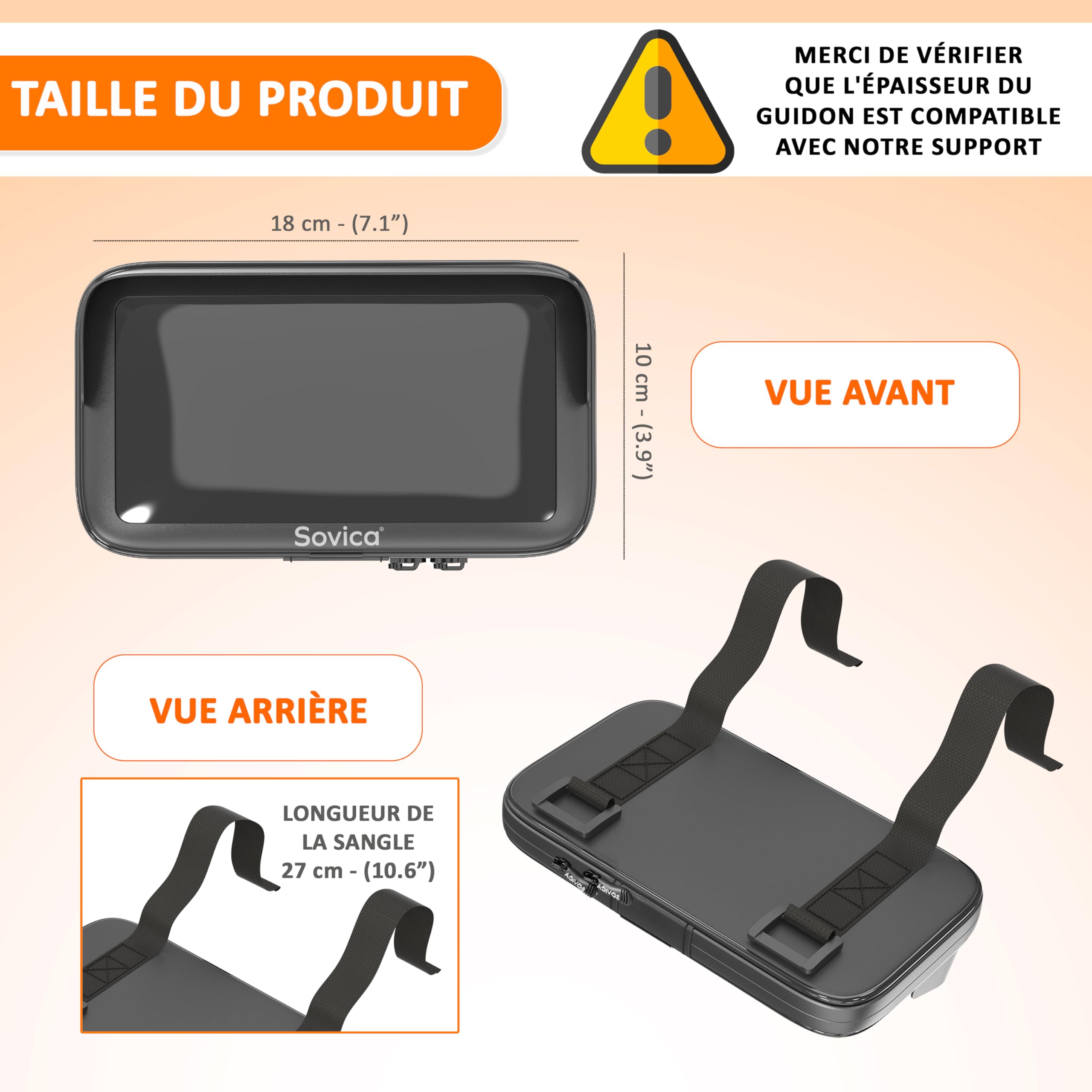 Support Téléphone Moto Étanche avec Visière, Écran jusqu'à 7,5" | Sacoche, Guidons Tous Types, Compatible Smartphones