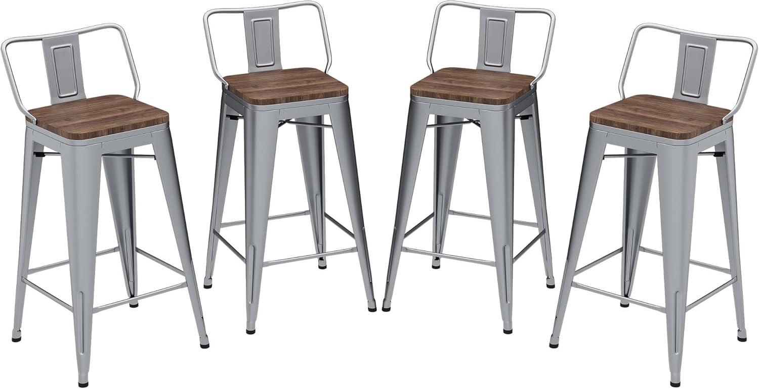 Andeworld Metal Bar Stools Set of 4 Kitchen Counter Stools