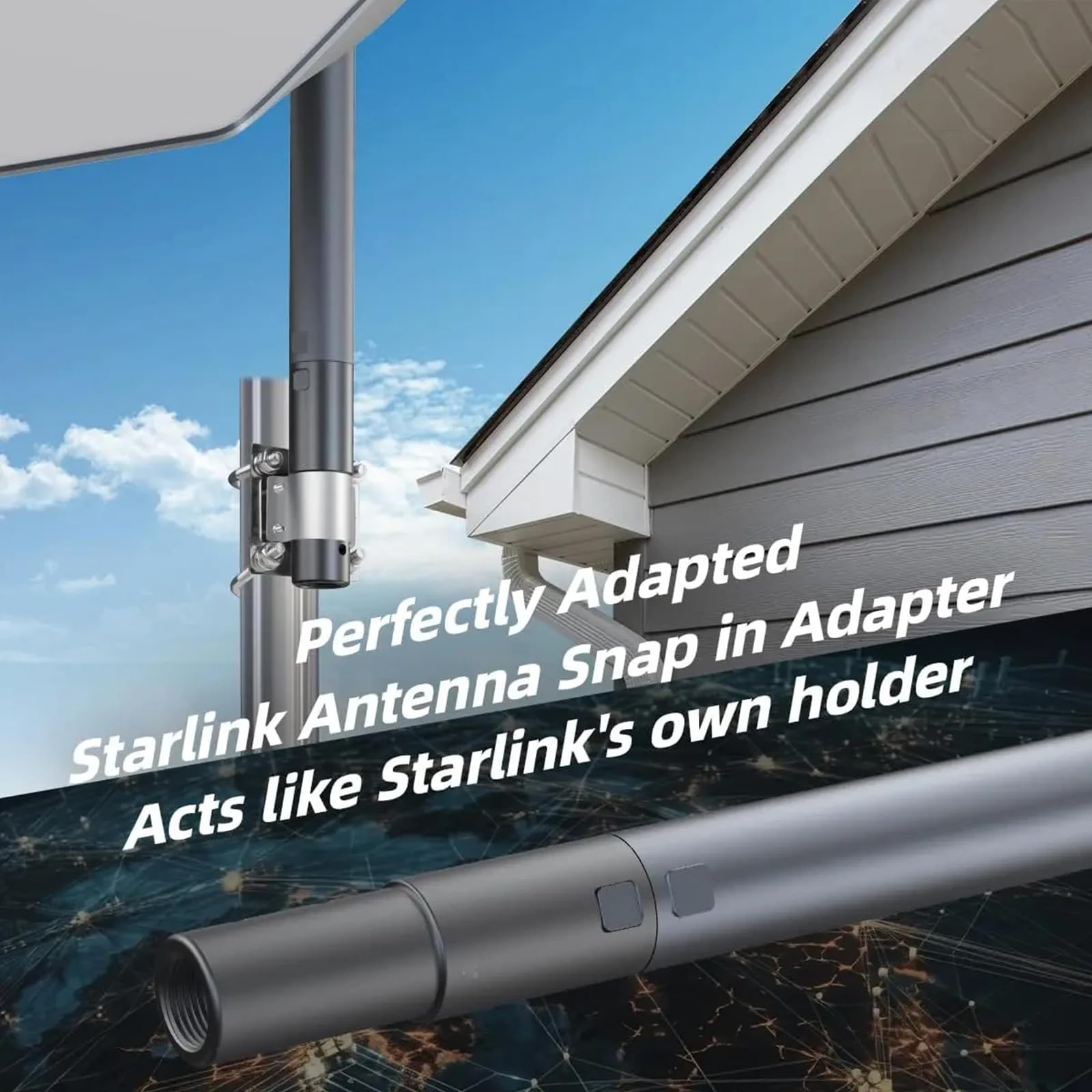 Extérieur en Aluminium pour antenne parabolique rectangulaire, Adaptateur de sur Tuyau, sans Solution de perçage